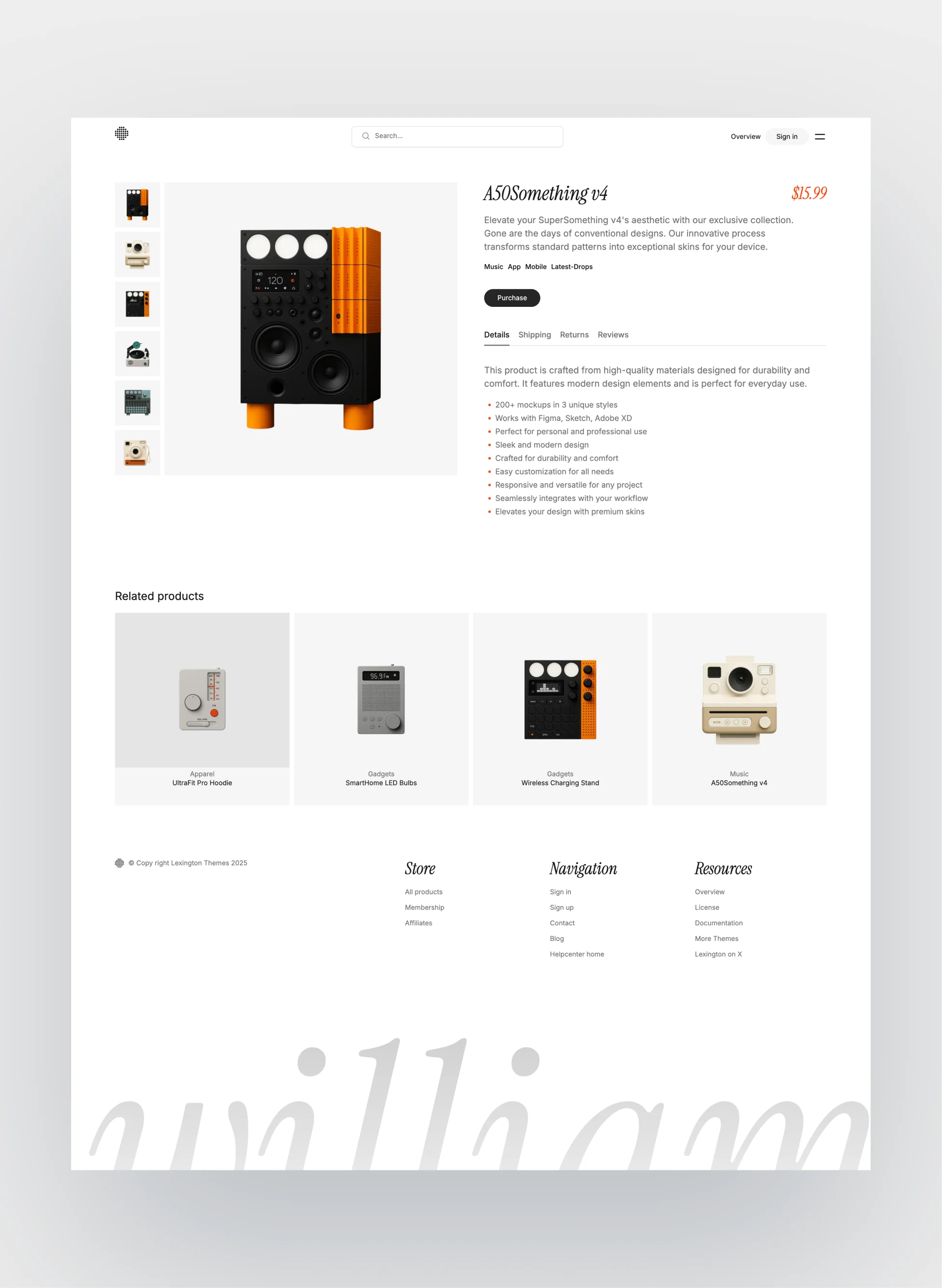 WilliamsburgAn ecommerce theme built with Astro v7 and Tailwind CSS v4Also available EmDash CMS and Sanity CMS variants.Take a look:https://lexingtonthemes.com/templates/williamsburg