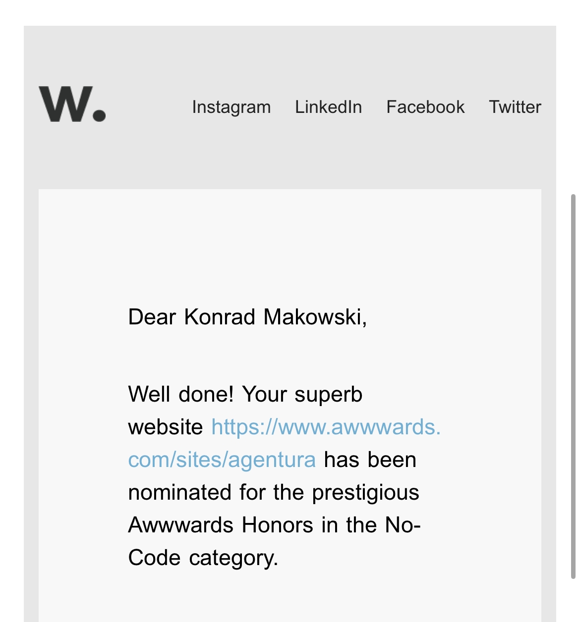 Agentura just got nominated for Awwwards Honors in the No-Code category π€An editorial template for agencies β built entirely in @Framer