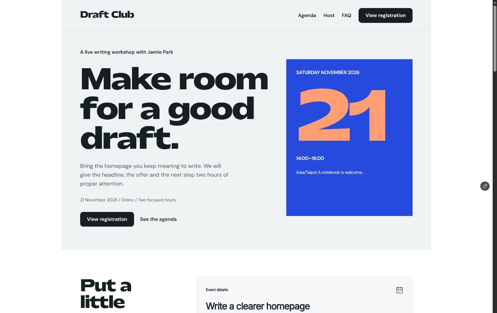 Workshop One Page