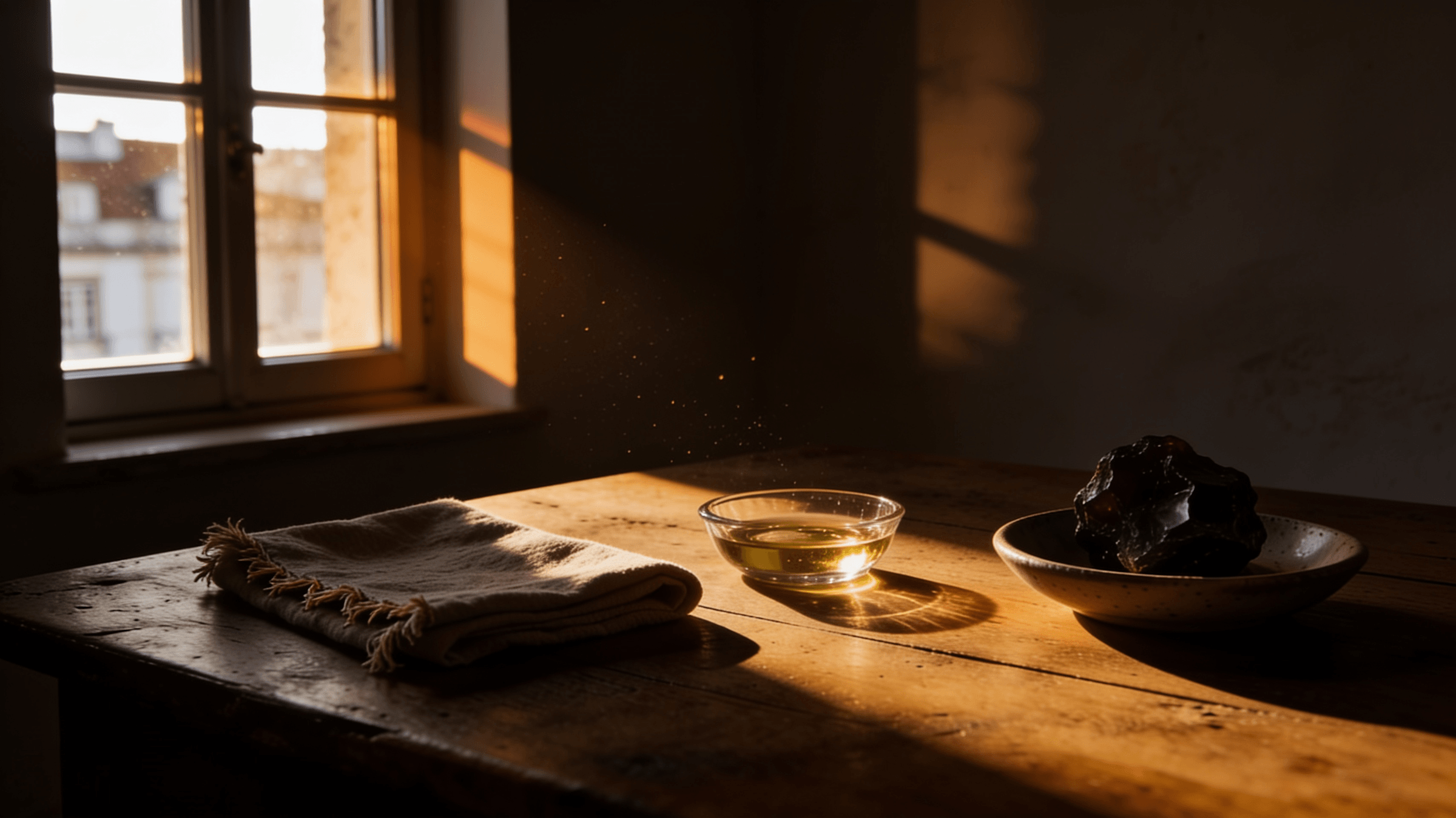 Aurea WIP — pulling stills in Lummi. light through a window, oil in a glass. a house, not a spa. #Framer #FramerTemplate #lummi