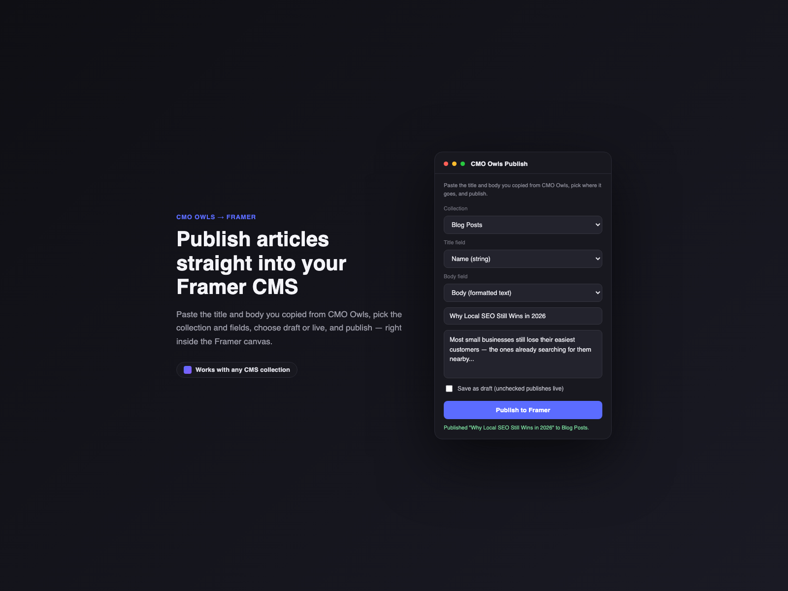CMO Owls Publish