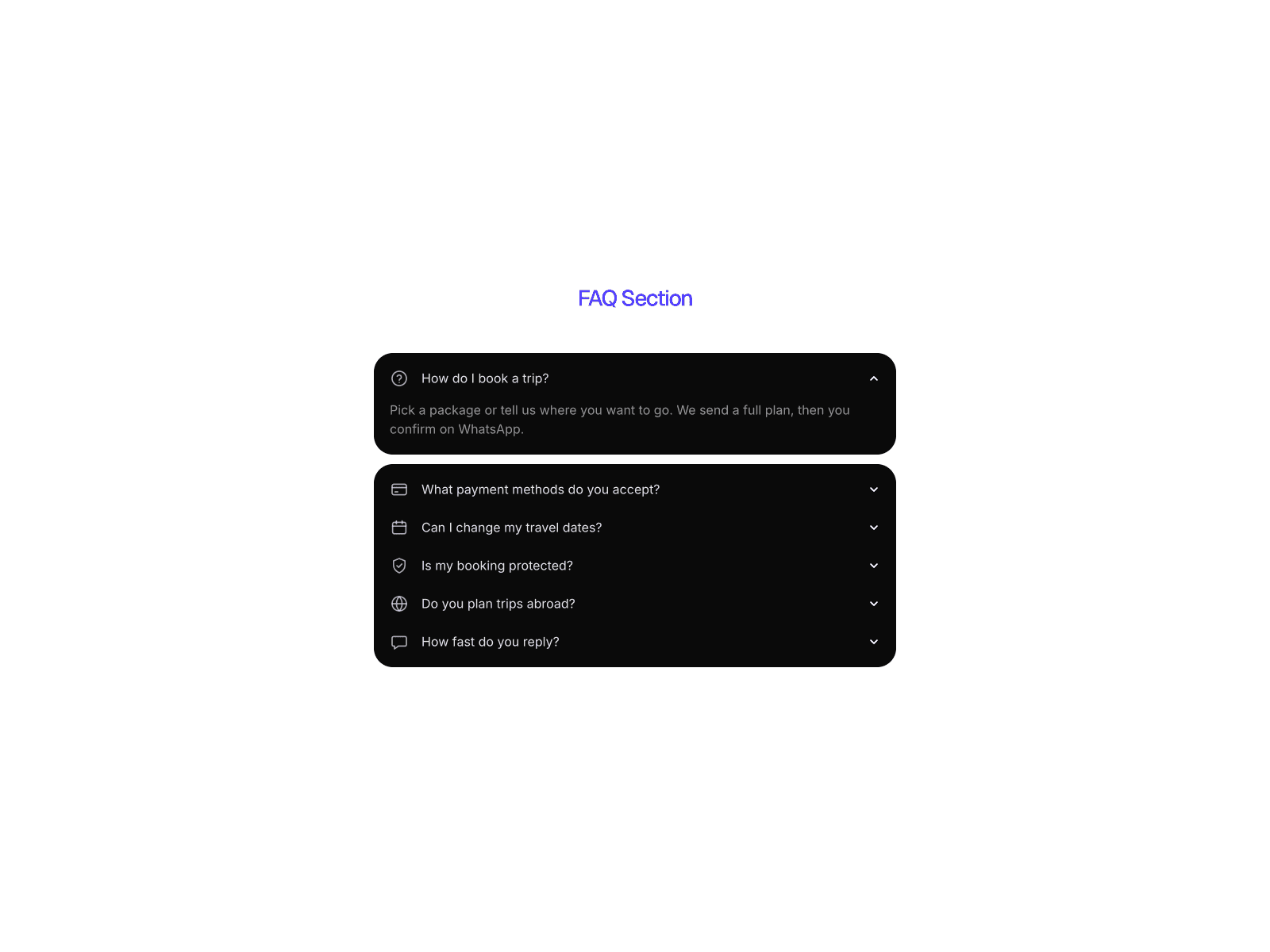 Split FAQ Accordion