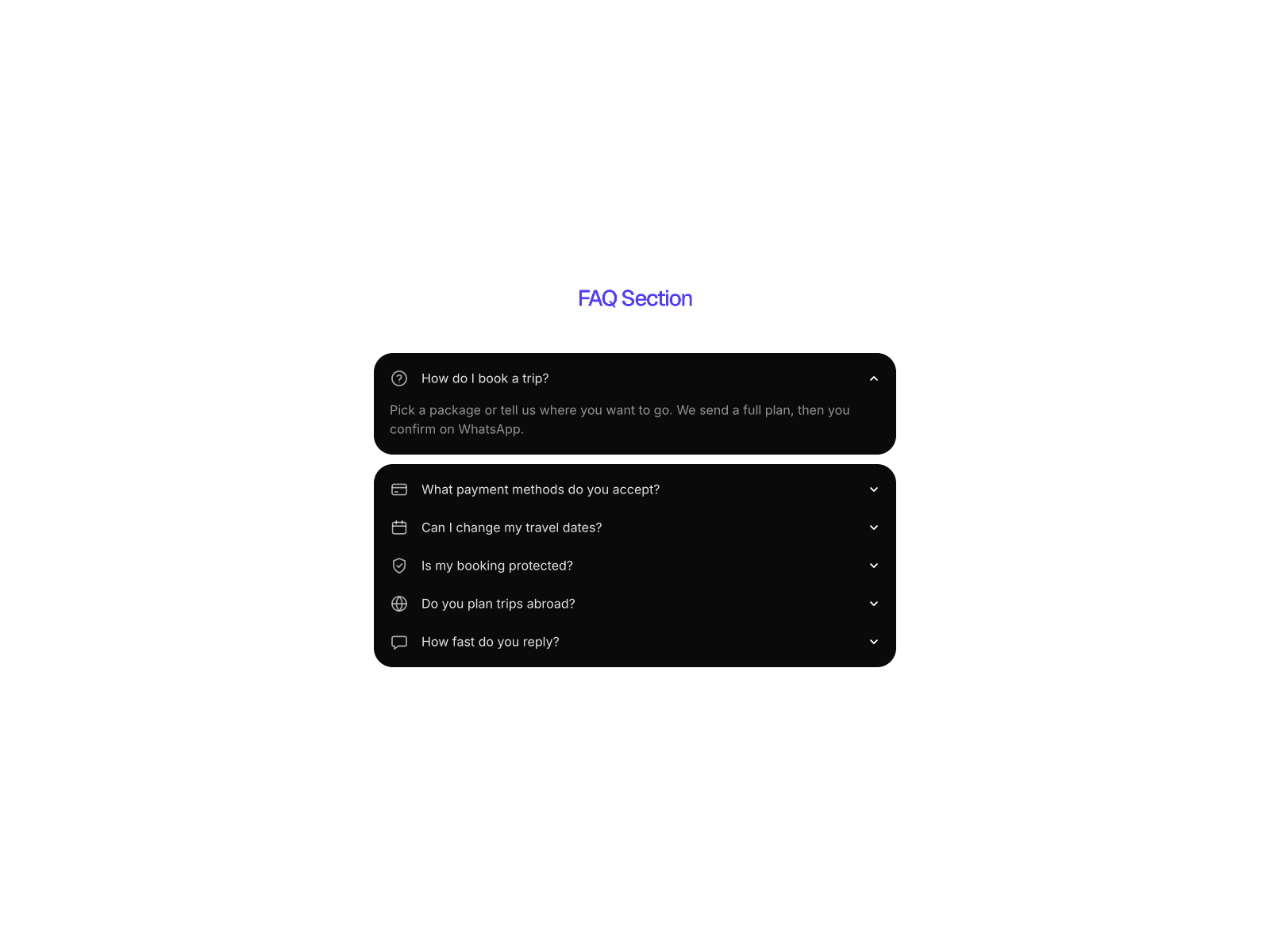 Split FAQ Accordion