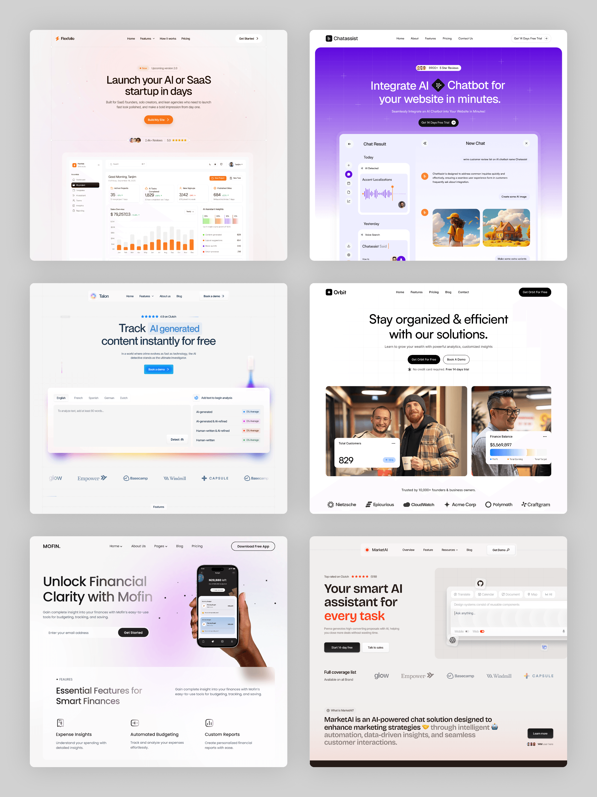 What do six completely different SaaS hero sections have in common?Purple gradient. Clean white. Financial app. AI chatbot. Different colors, different products, same bones.→ One headline that says what the product does, not what it "empowers."→ One primary CTA. Never two competing for the same click.→ Proof right under the headline - reviews, user count, trusted-by logos.→ A product screenshot doing the convincing, not a paragraph.Six templates, one formula.The style changes. The structure never does.All free to remix if you want to study how each one builds it differently.Which hero section style pulls you in first?If you wanna take these free remixes, go here 👉 Click me