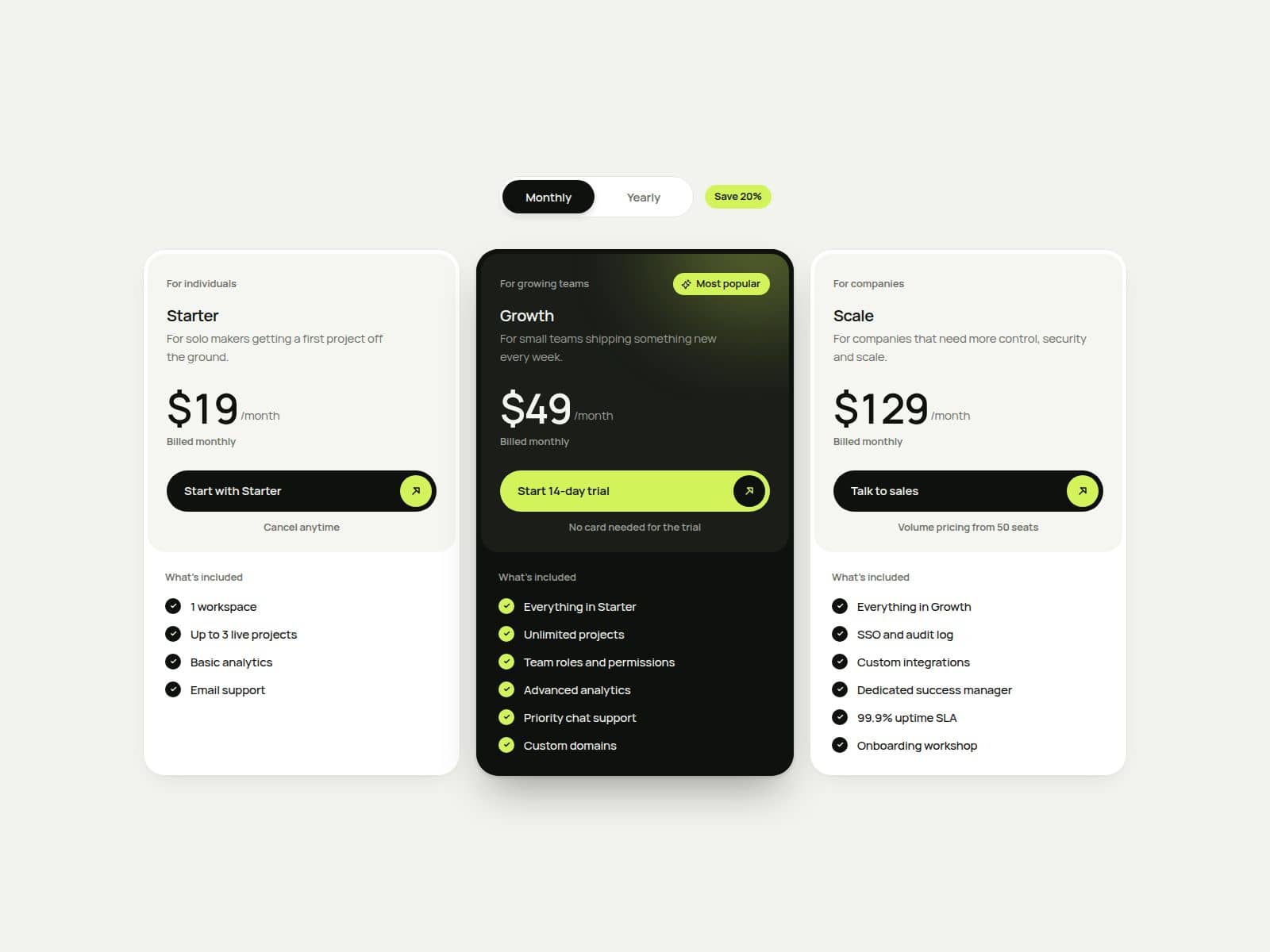 Glow Pricing