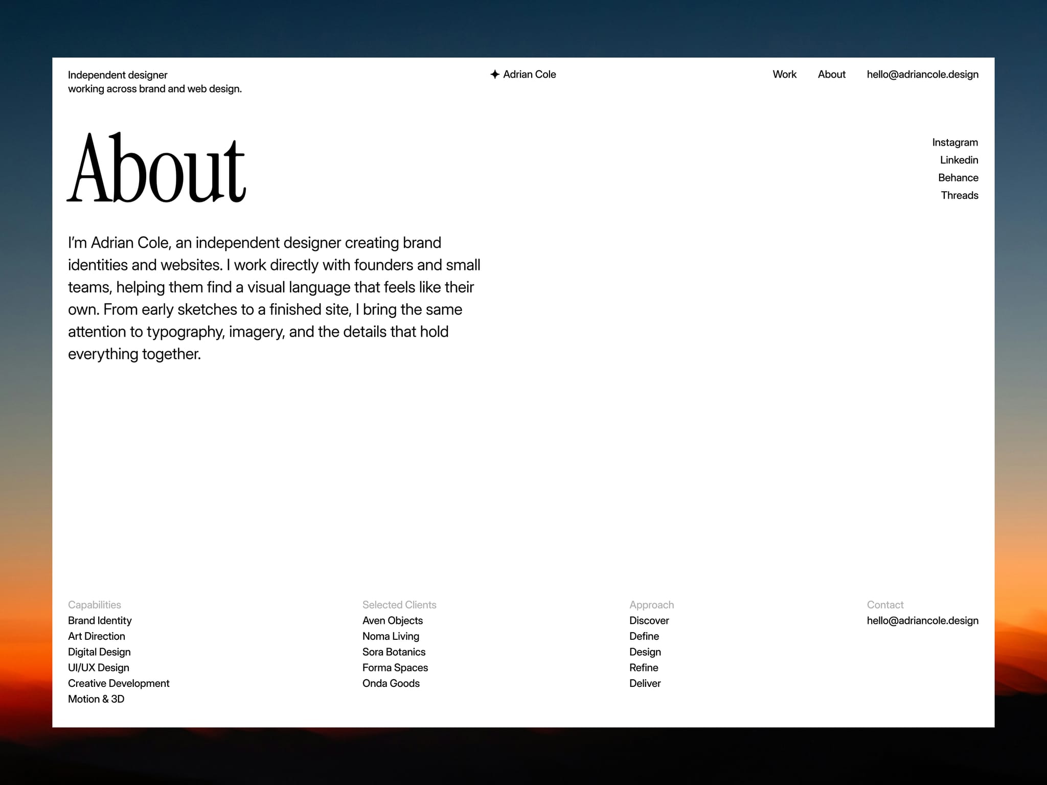 Adrian Cole Folio