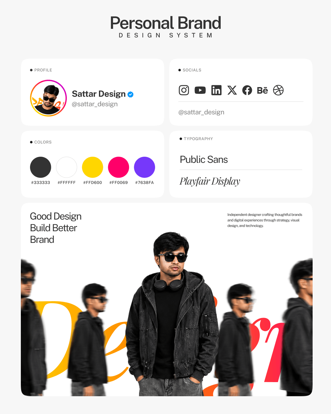 Your personal brand is more than a logo.It’s your colors, typography, visuals, profile, and the way everything feels together.I built a personal brand design system to make my work instantly recognizable.Build a brand, not just a portfolio.