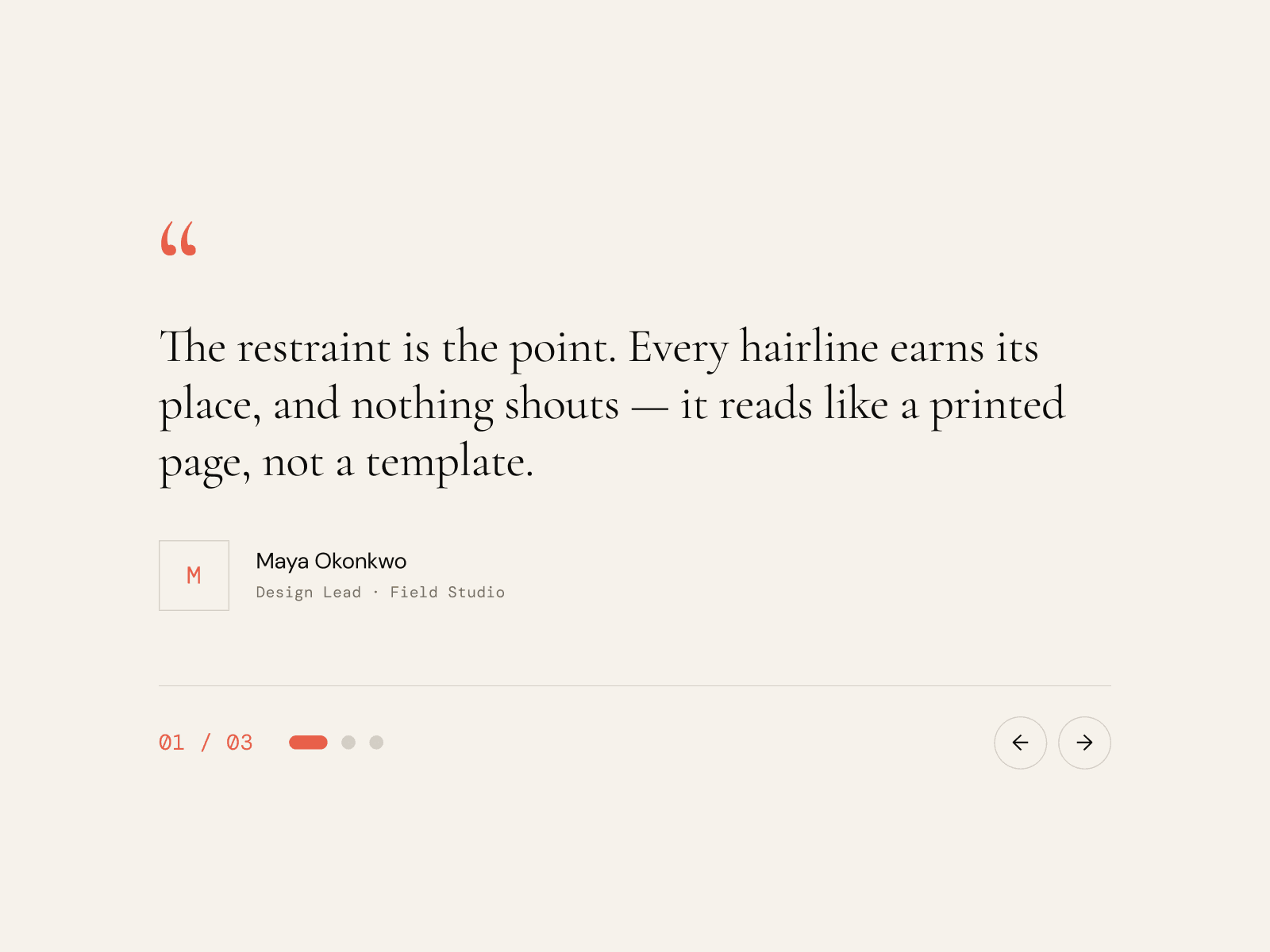 NR — Testimonial