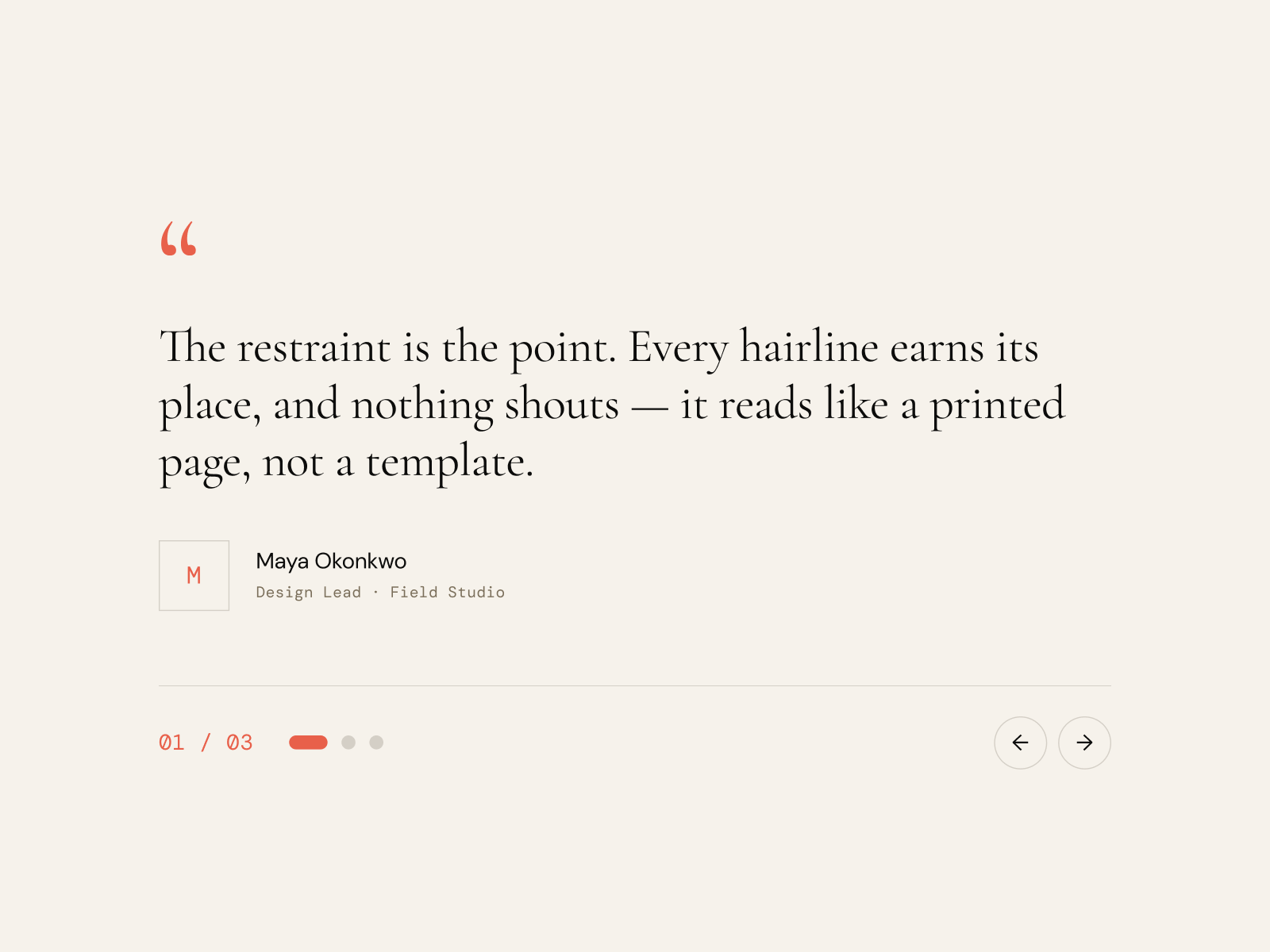 NR — Testimonial