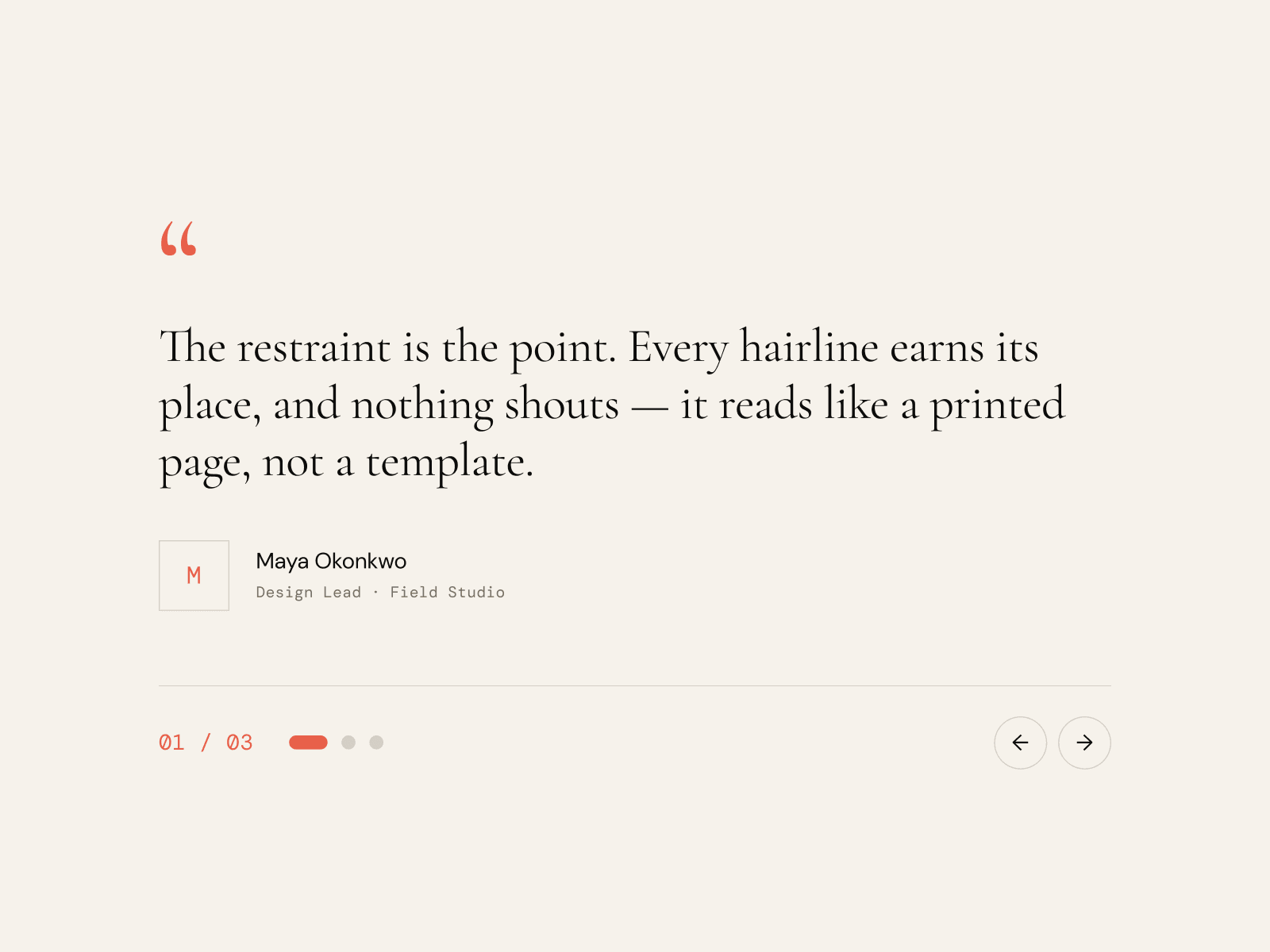 NR — Testimonial