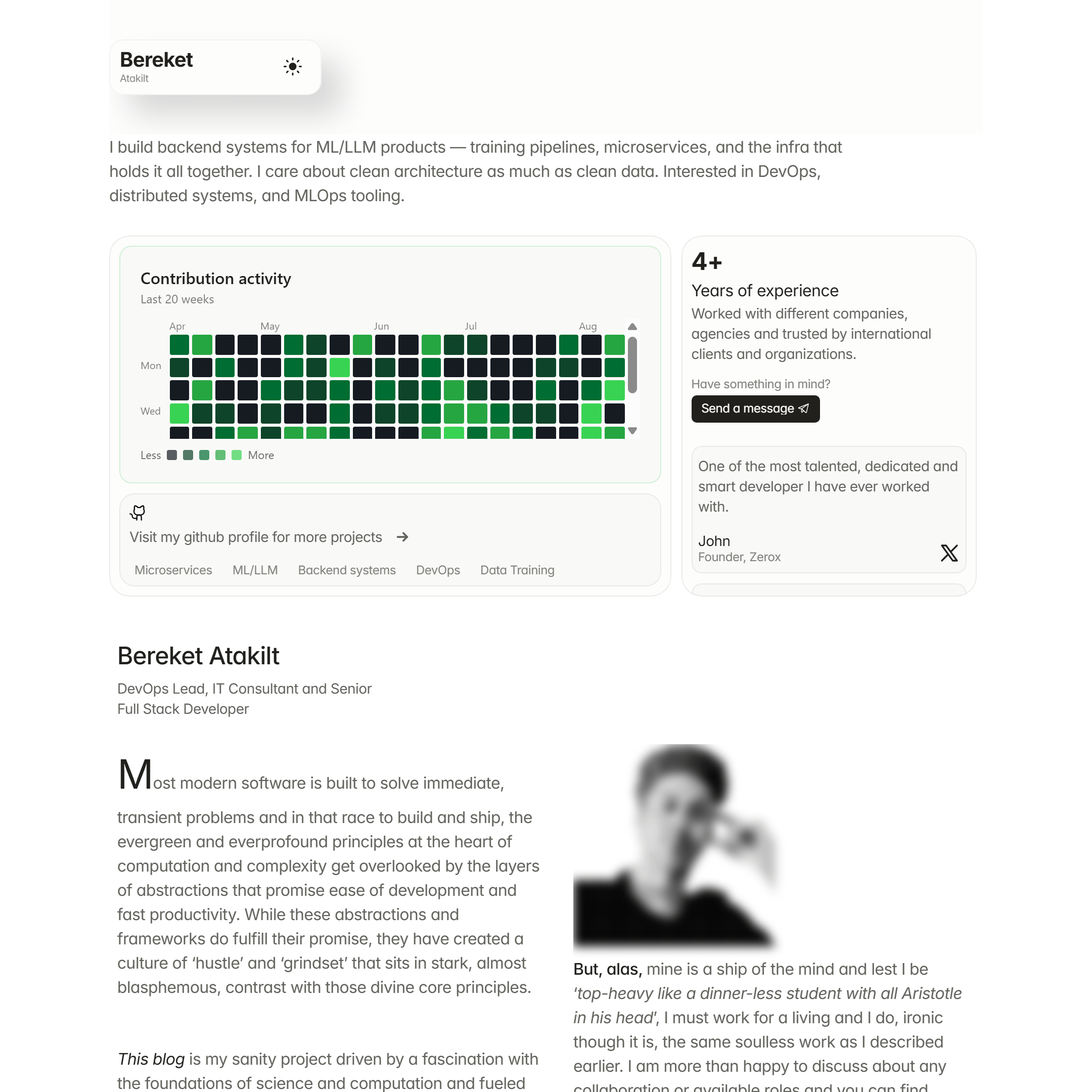Minimal portfolio for a client, design + development(Framer) done. At this point am using Framer as a design tool lol. Design is heavily inspired by dqnamo.com