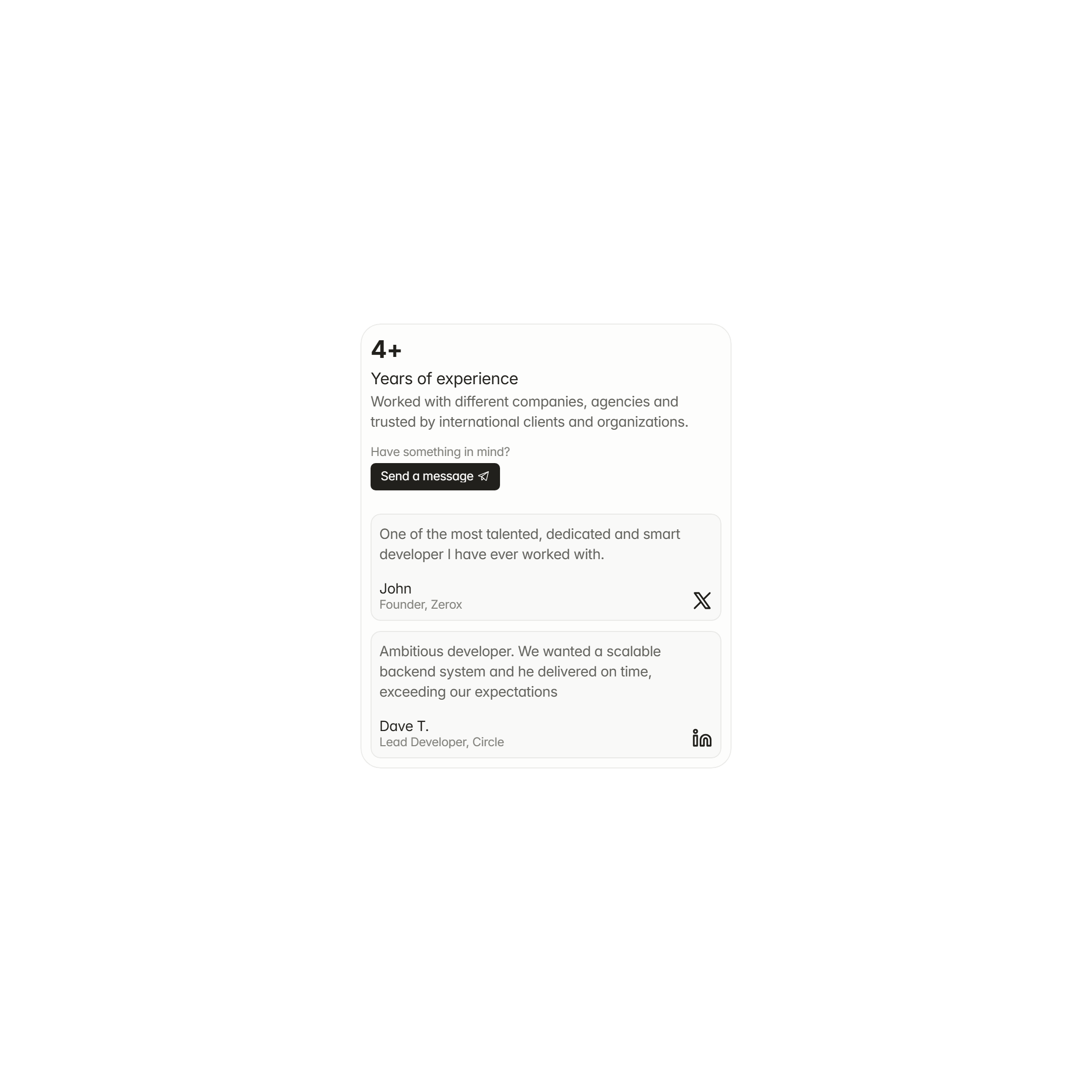 Minimal portfolio for a client, design + development(Framer) done. At this point am using Framer as a design tool lol. Design is heavily inspired by dqnamo.com