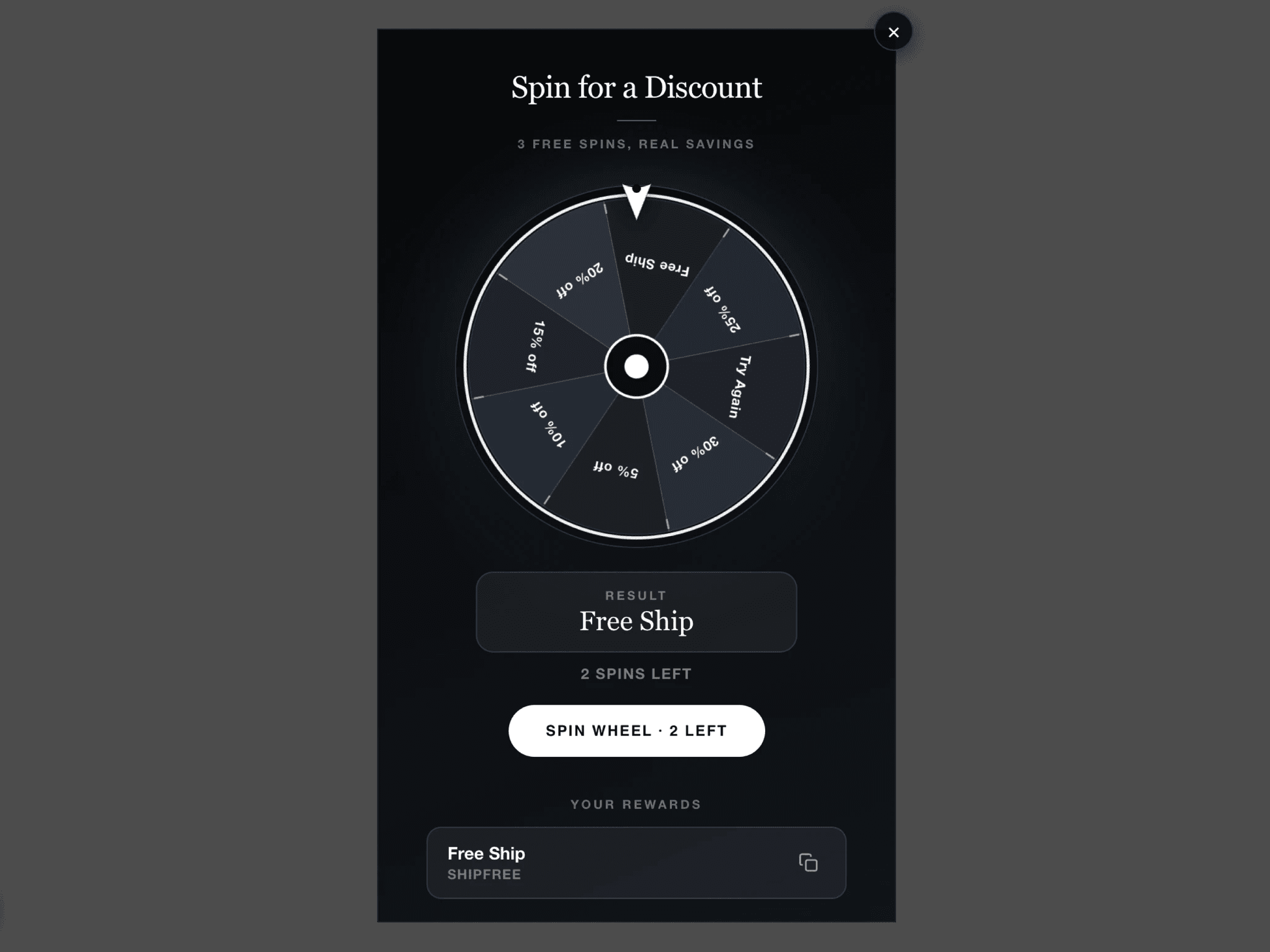 Spin Wheel Popup