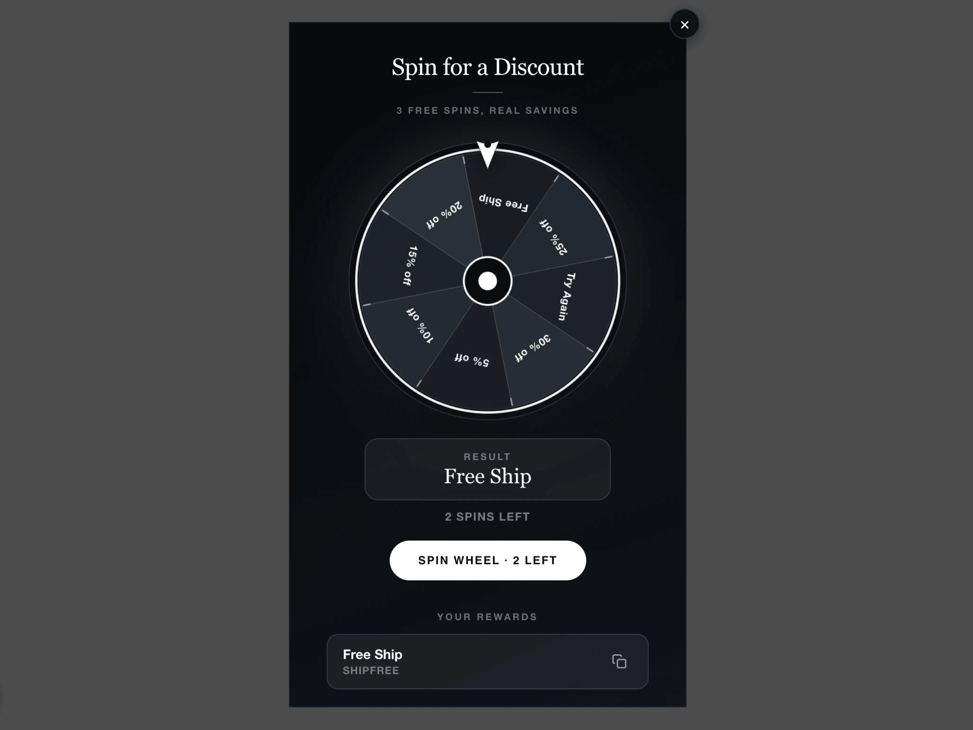 Spin Wheel Popup