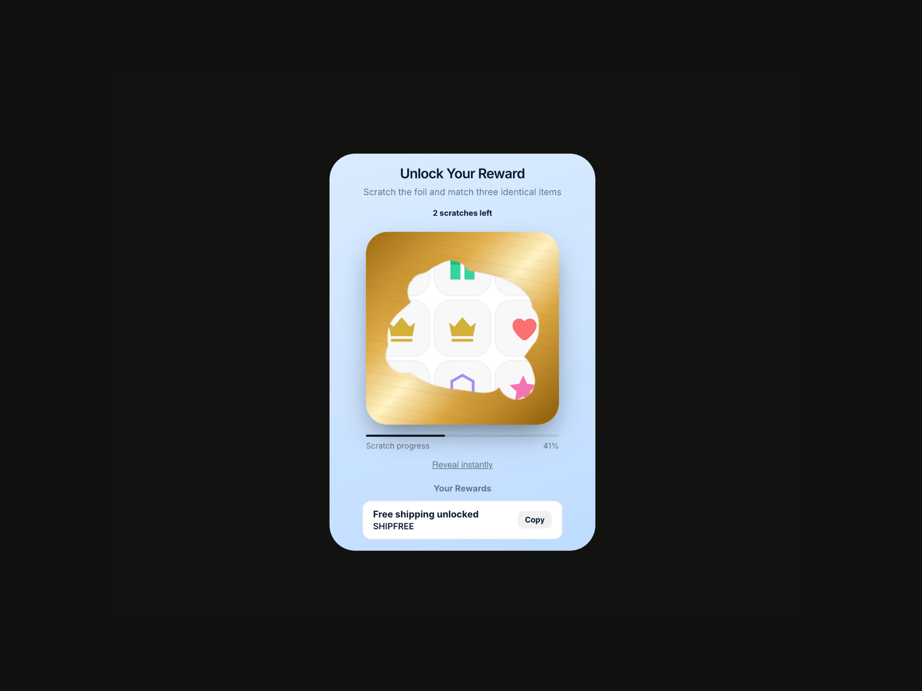 Scratch Card Popup