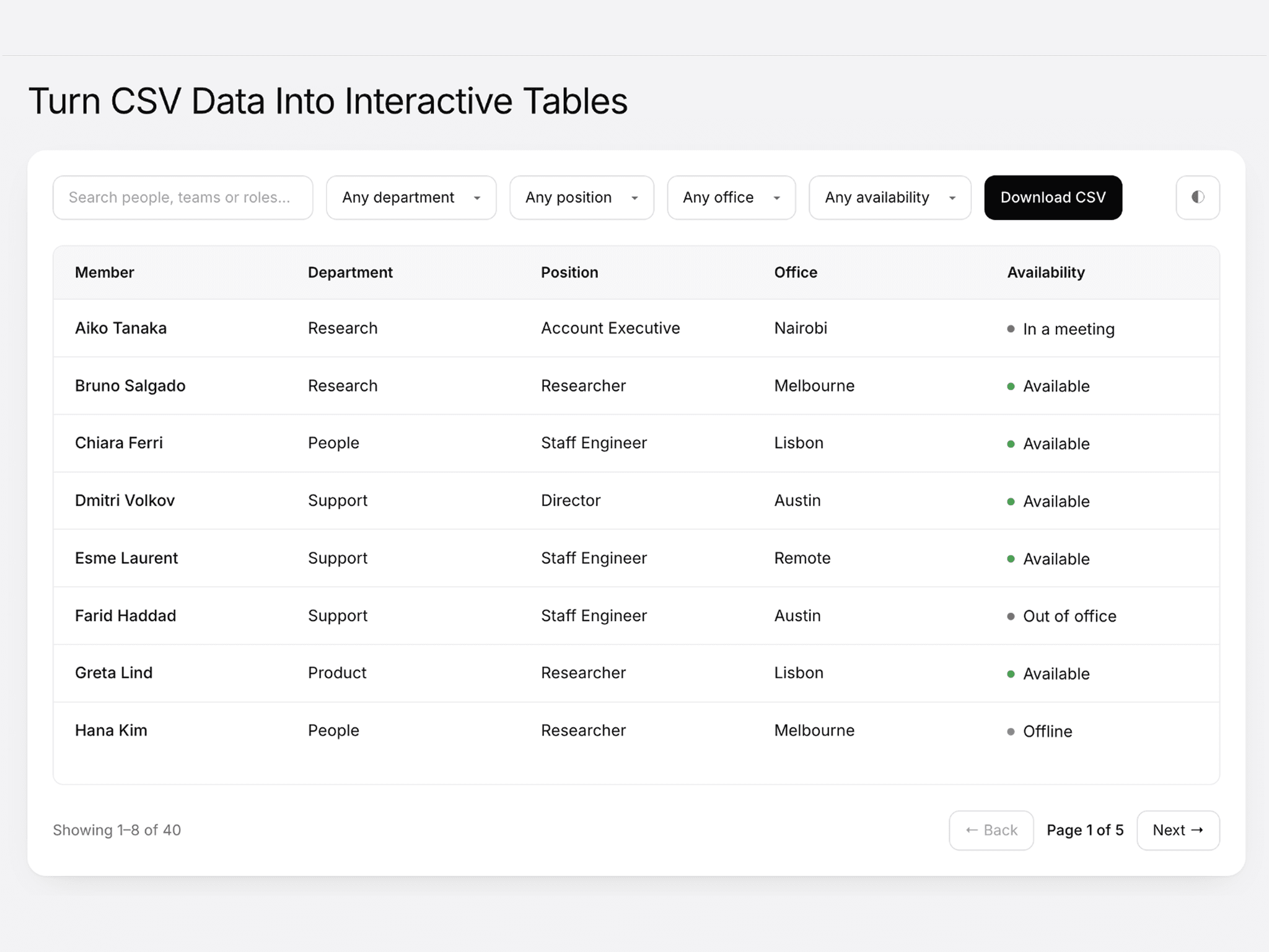 DataFlow Table