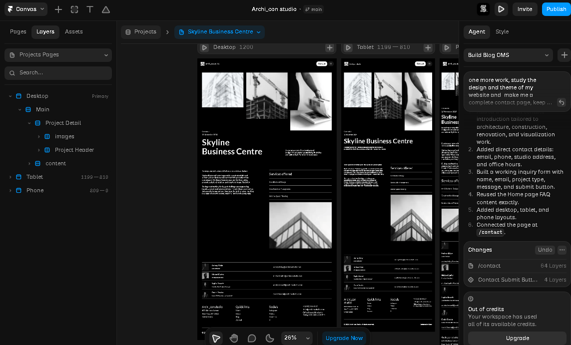 Day 7; of making an income with Framer 3.0Framer Agents is amazingly helping me smoothly design my new project , but am so broke to buy new credits 😅😅 but the heavy part of cms and structural design is done, i think i can finish it up from here alone.