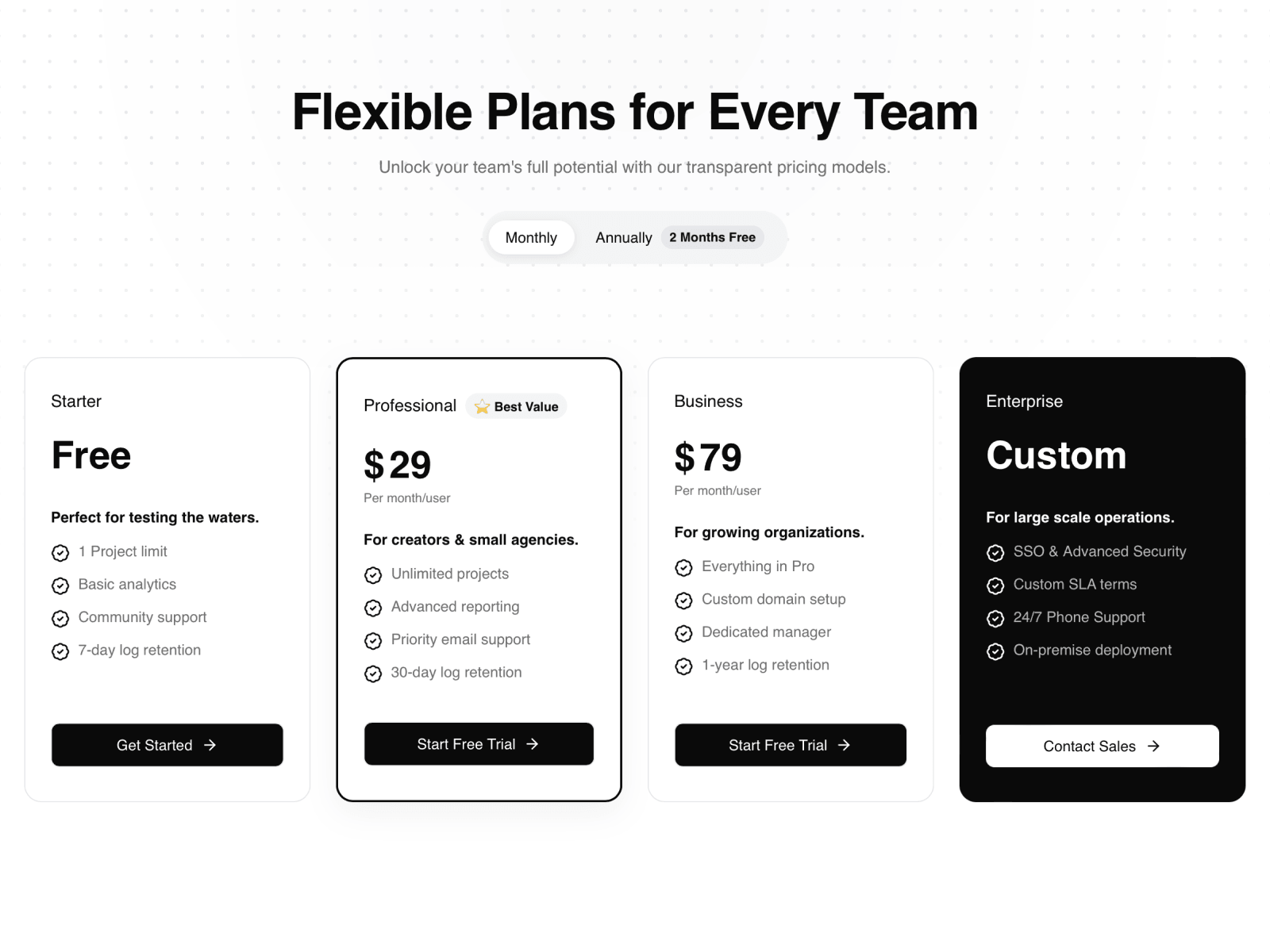 Pricing Section Pro