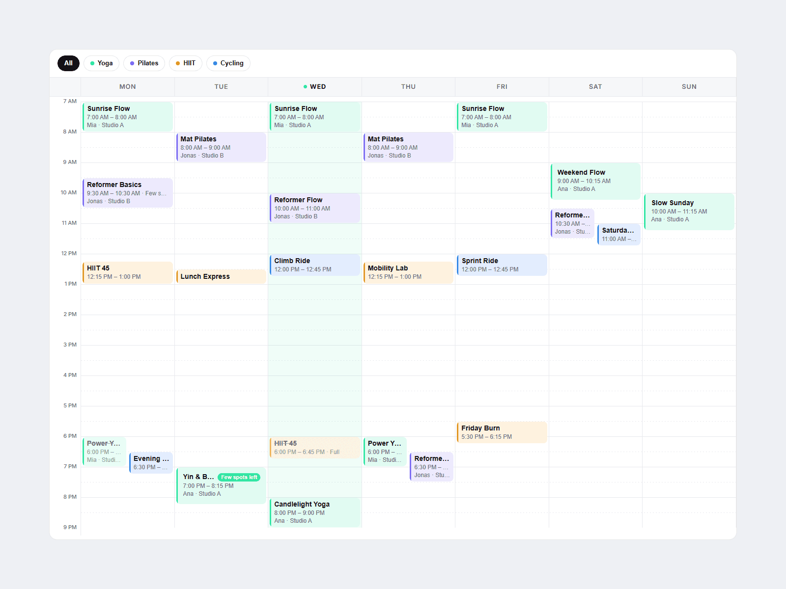 25 Weekly Schedule