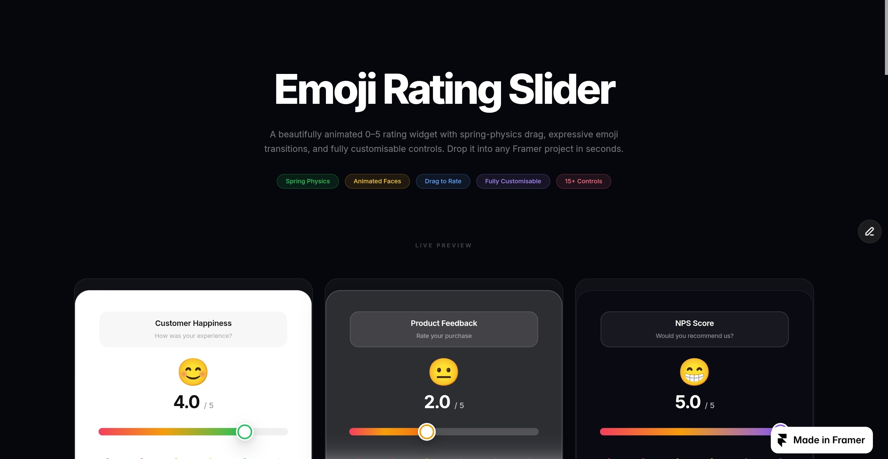 Emoji Rating Slider