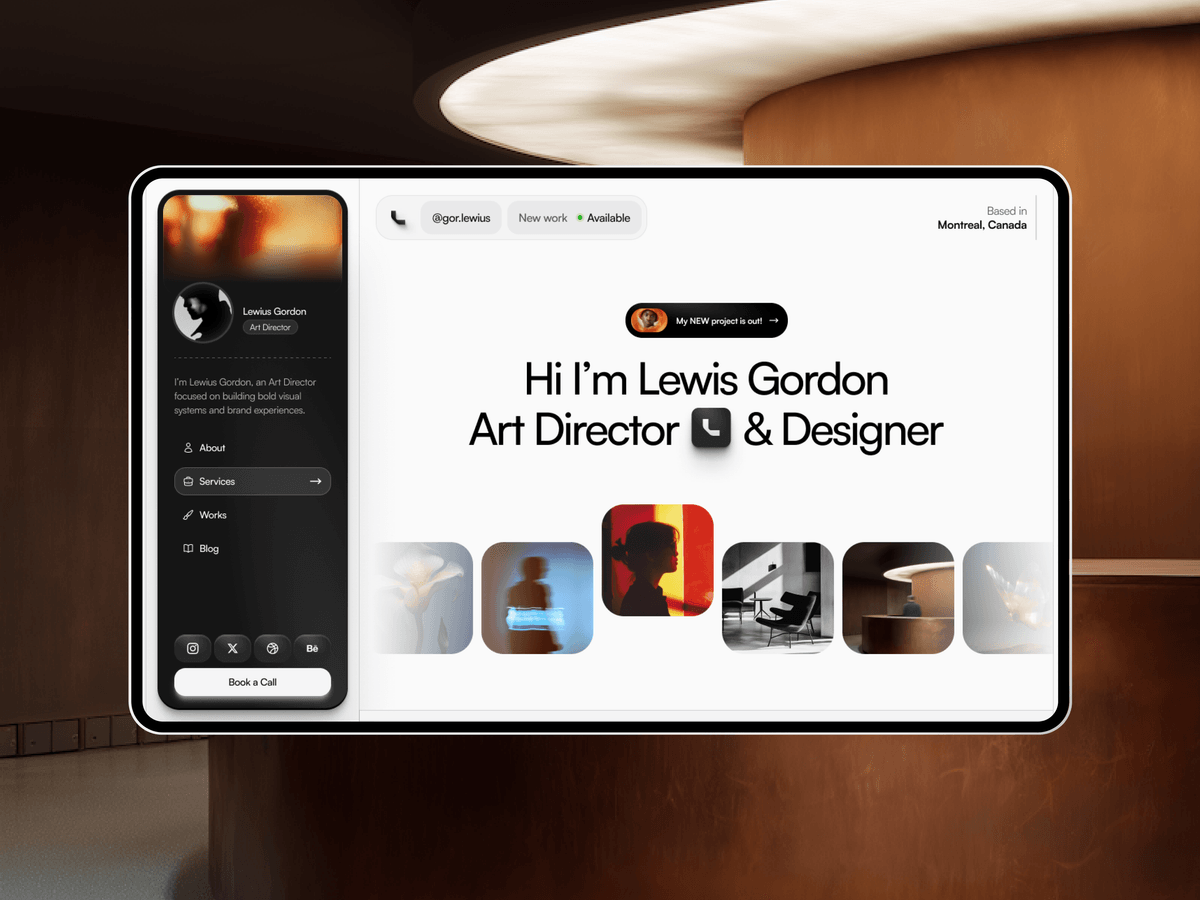 Lewius: A Framer portfolio template for art directors and designers whose work is carried by strong imagery.