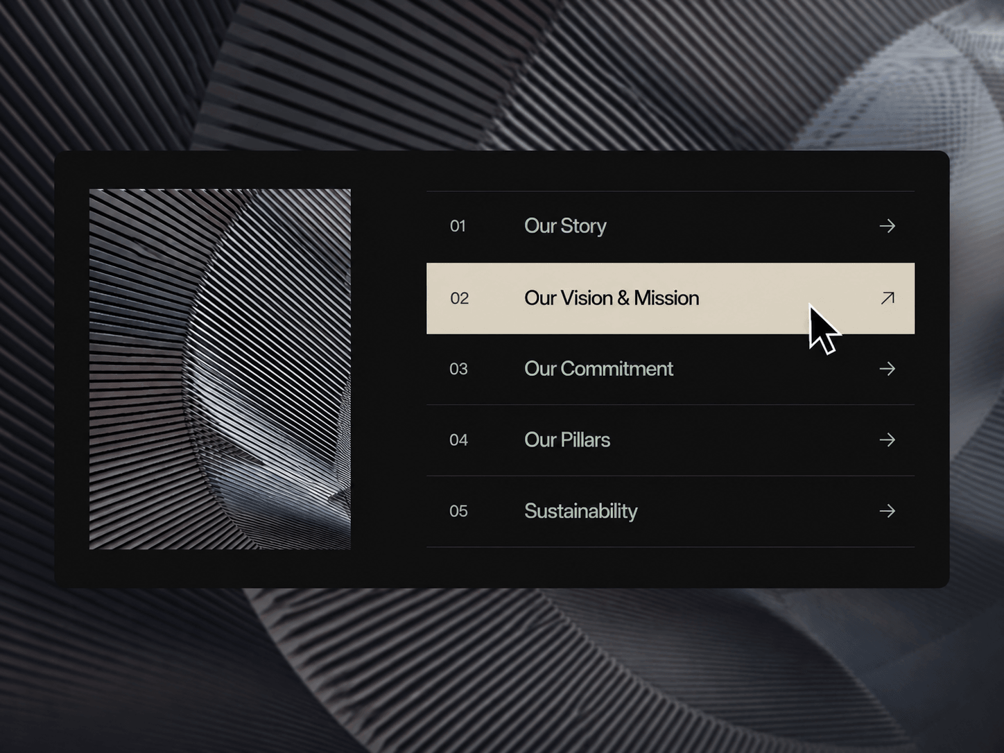 Hover Reveal Tabs