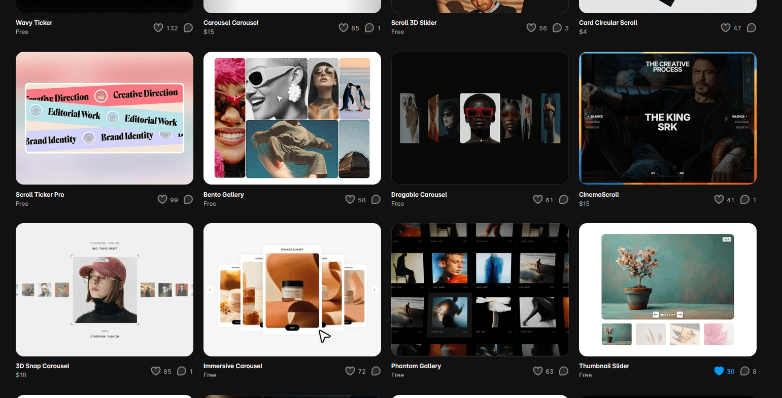 🎉 We're thrilled to see our Thumbnail Slider – Modern Media Navigation component reach #28 in the Carousels category!It's exciting to see the community using and supporting our work.Current stats:✨ 236 Installs❤ 30 Likes👀 1,768 Views🙋 998 Unique Viewers📈 48,308 ImpressionsThank you to everyone who has installed, liked, and shared it. Your support motivates us to keep building high-quality Framer components.Check it out here:https://framer.link/l6Mcv1U👏 Great job, team!
