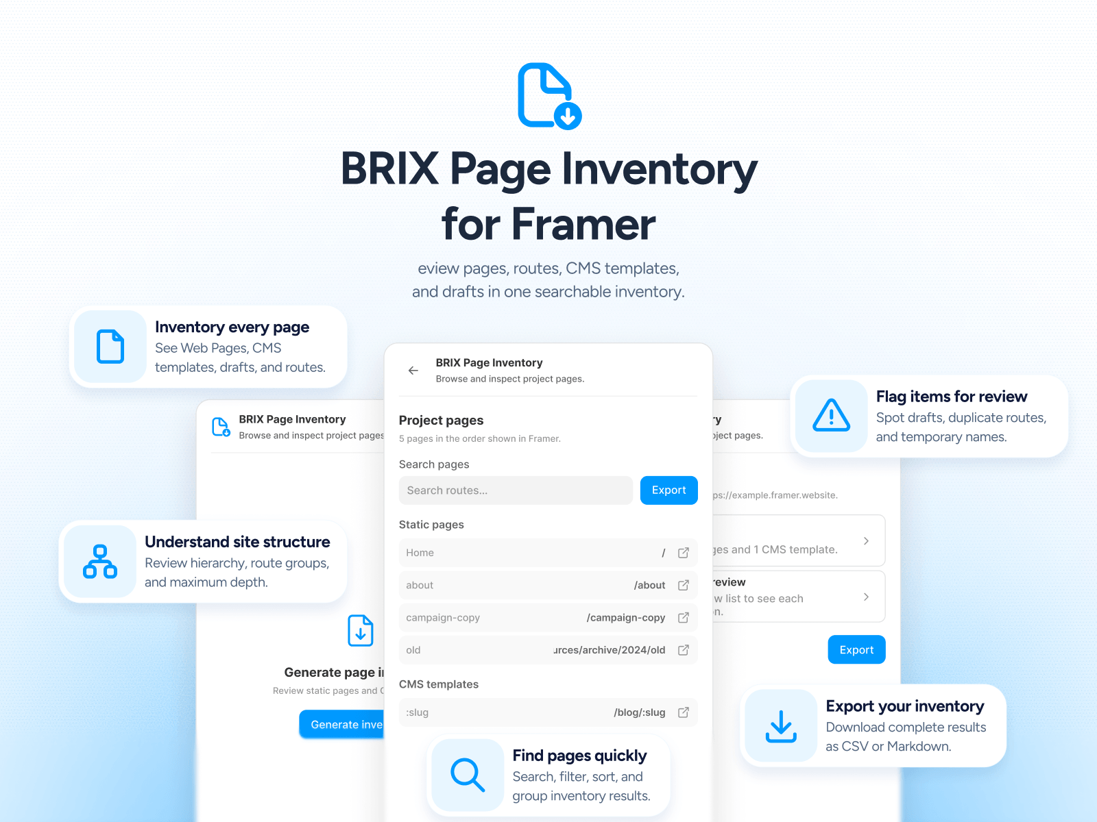 BRIX Page Inventory