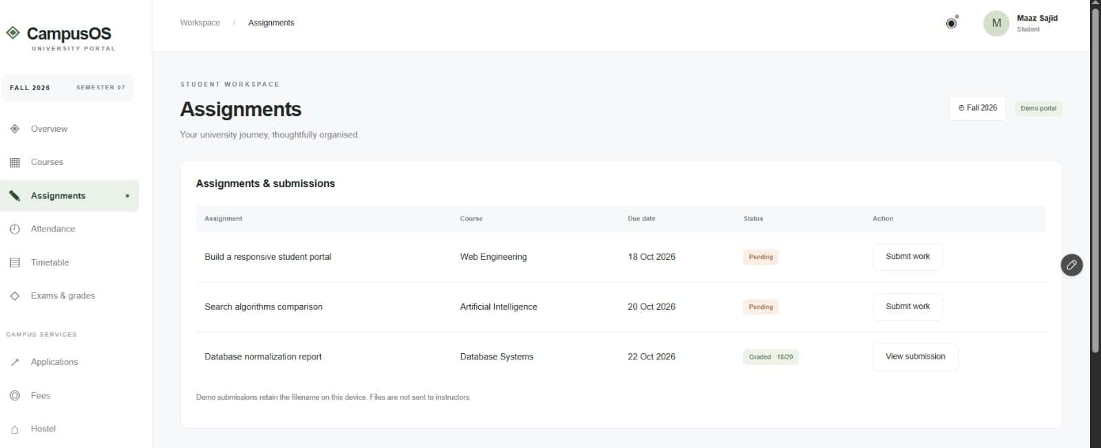 University LMS UI Te