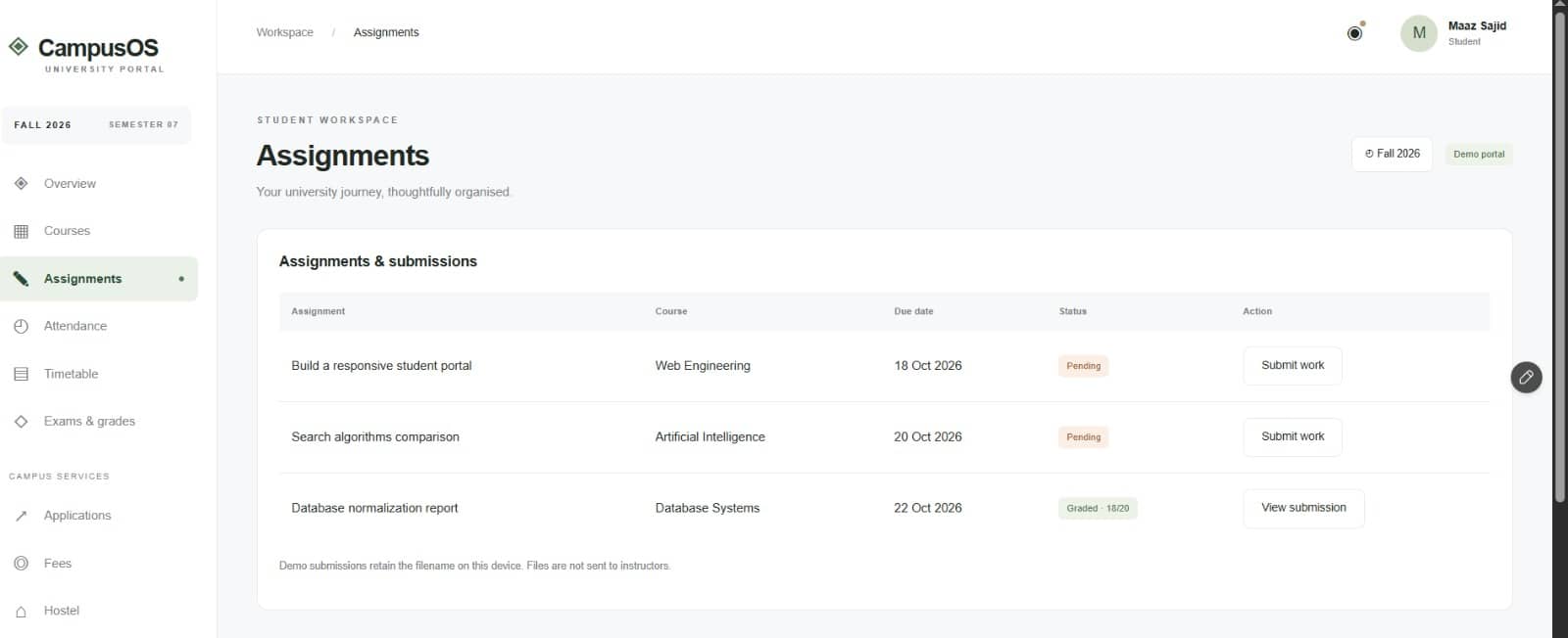University LMS UI Te
