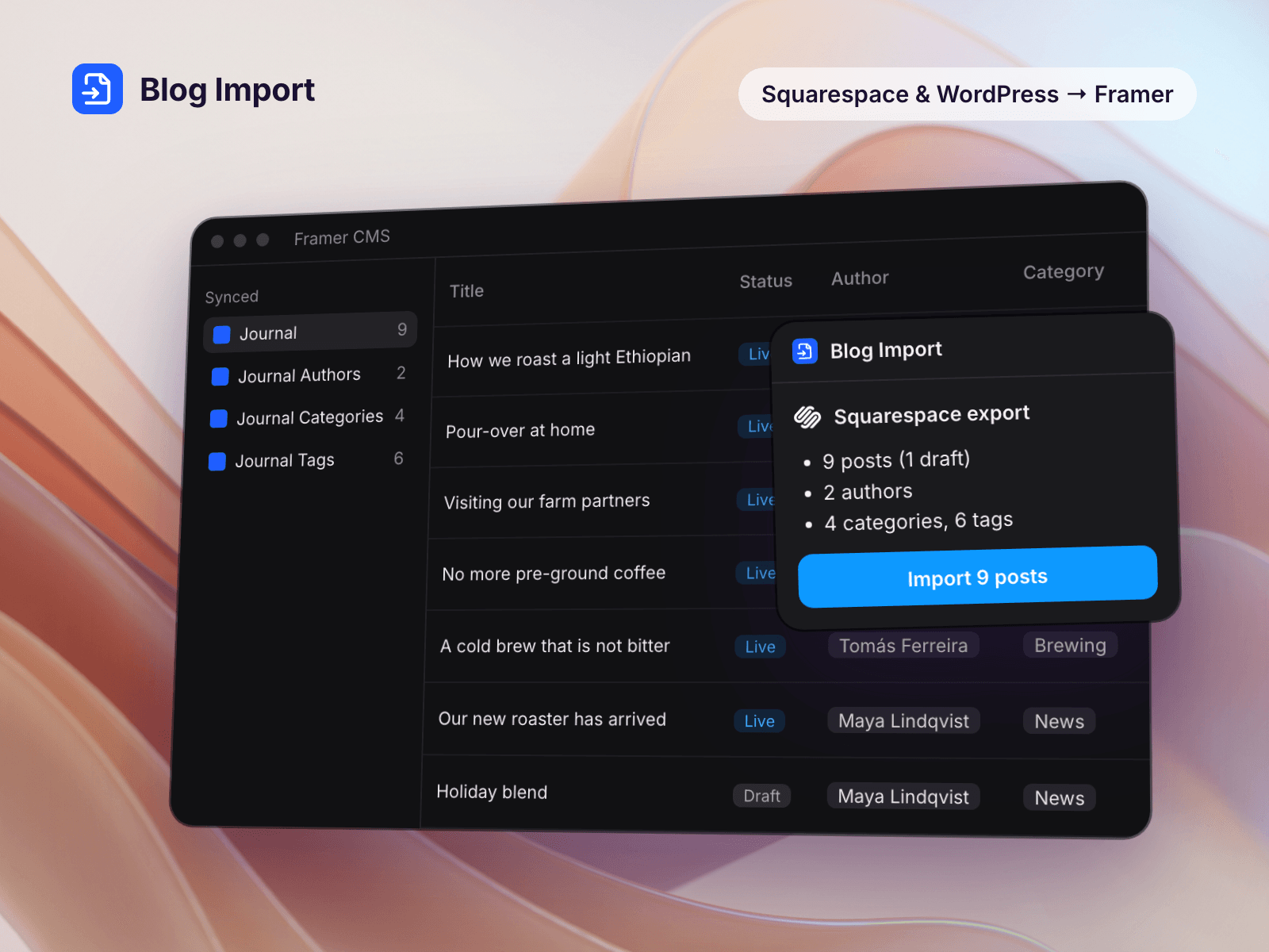Blog Import: Squarespace & WordPress