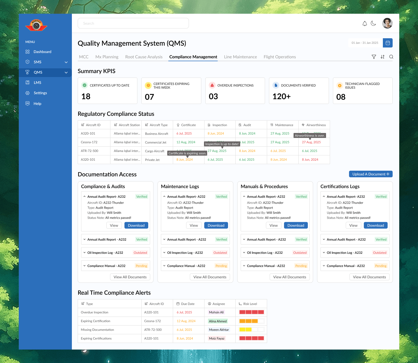 One of my favourite dashboards I’ve designed for an Aviation QMS ✈Clean. Compliant. Zero missed deadlines.Need UI like this? Lets talk!