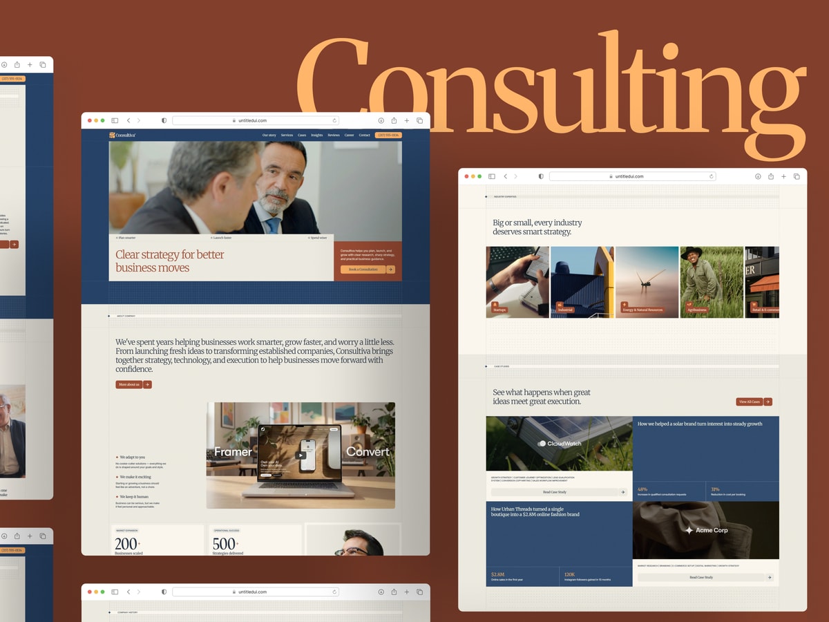 Consultiva: Coded Framer template for consulting firms and B2B agencies that need a credibility-first marketing site.