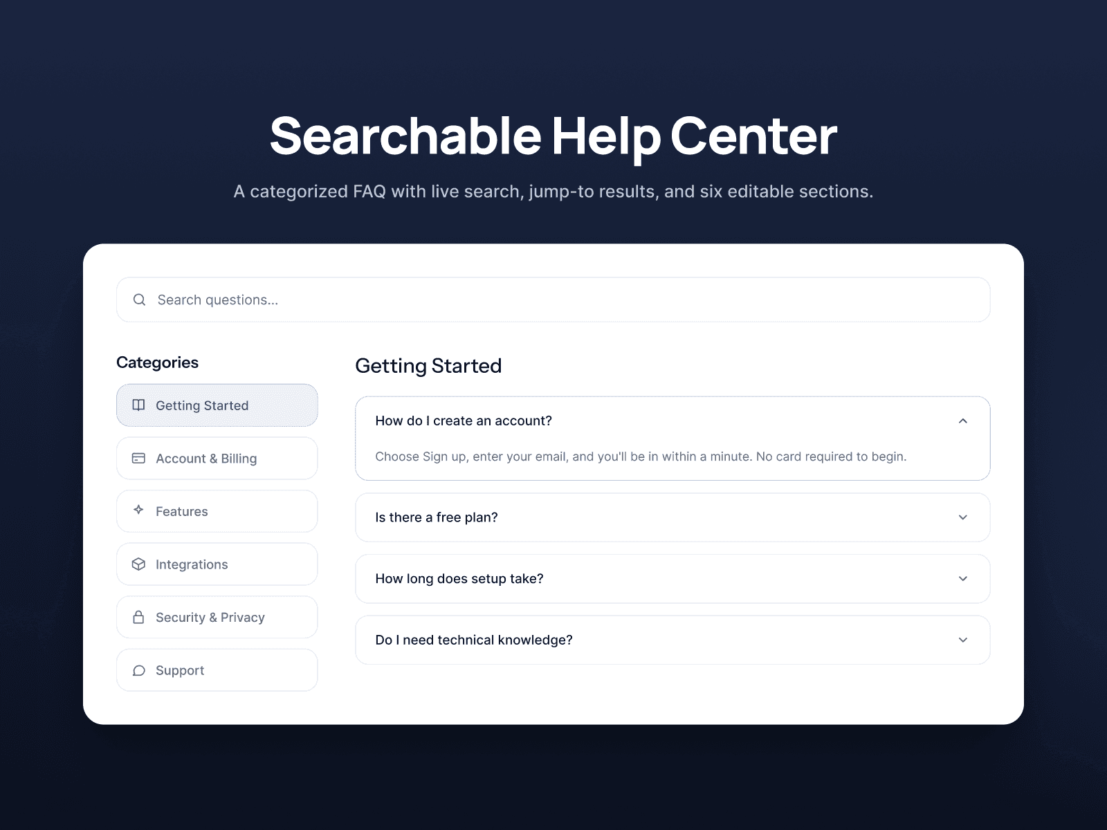 SearchableHelpCenter