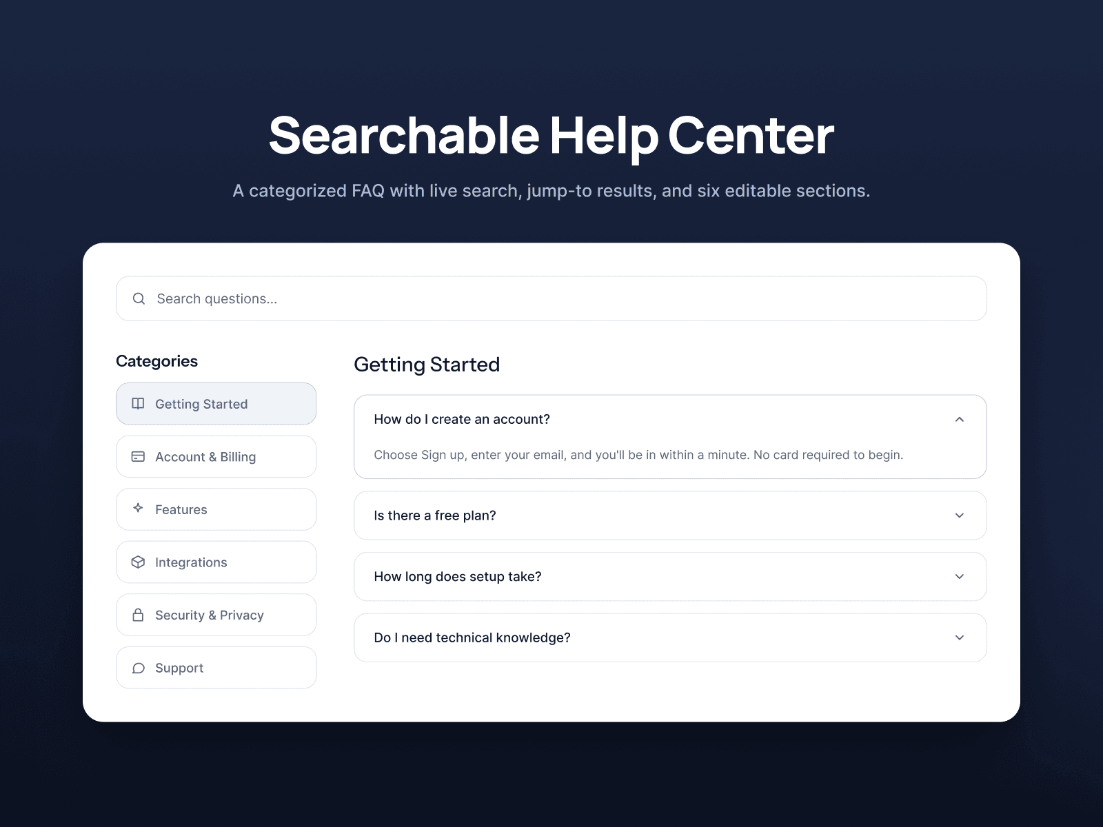 SearchableHelpCenter