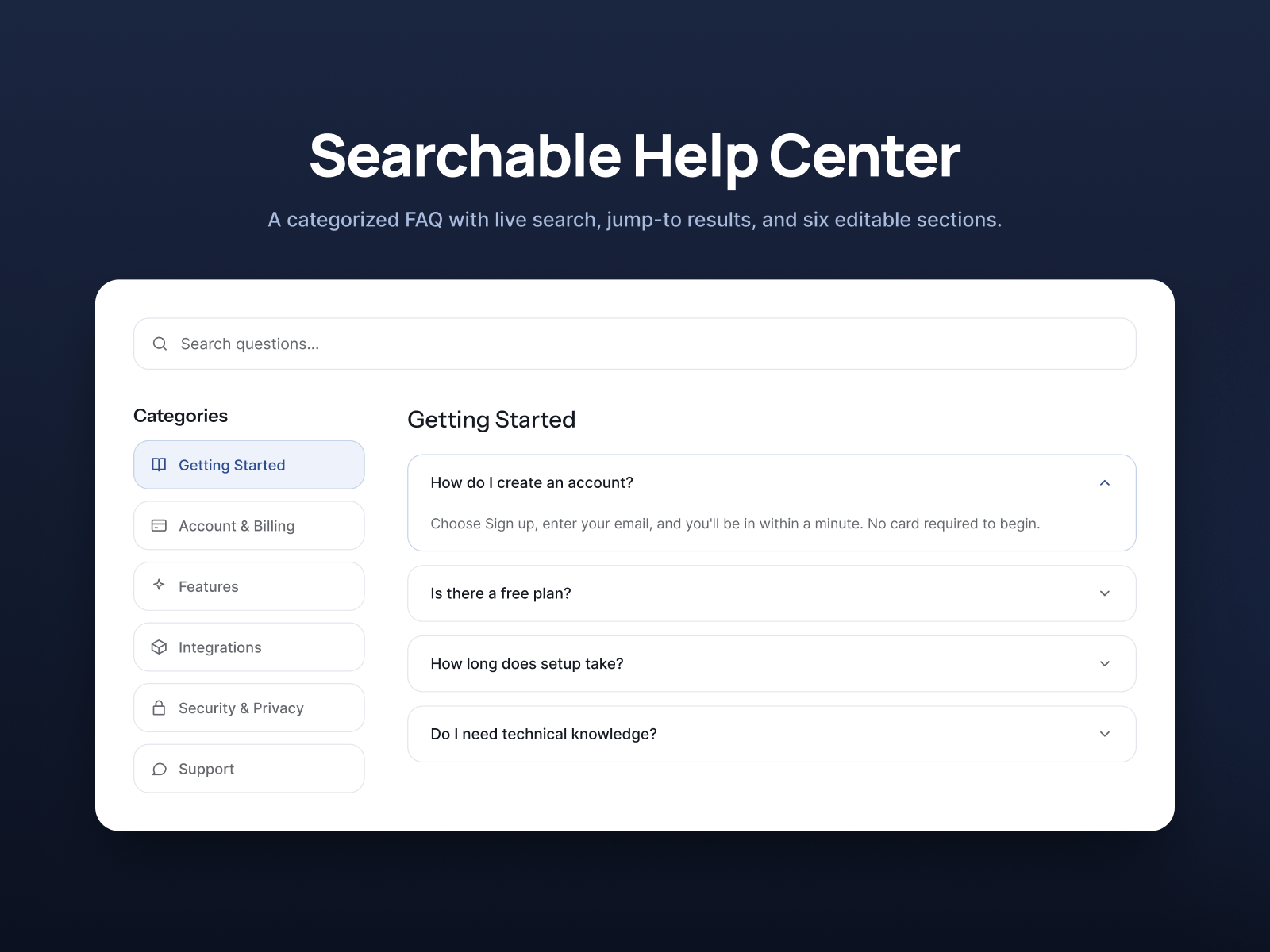 SearchableHelpCenter
