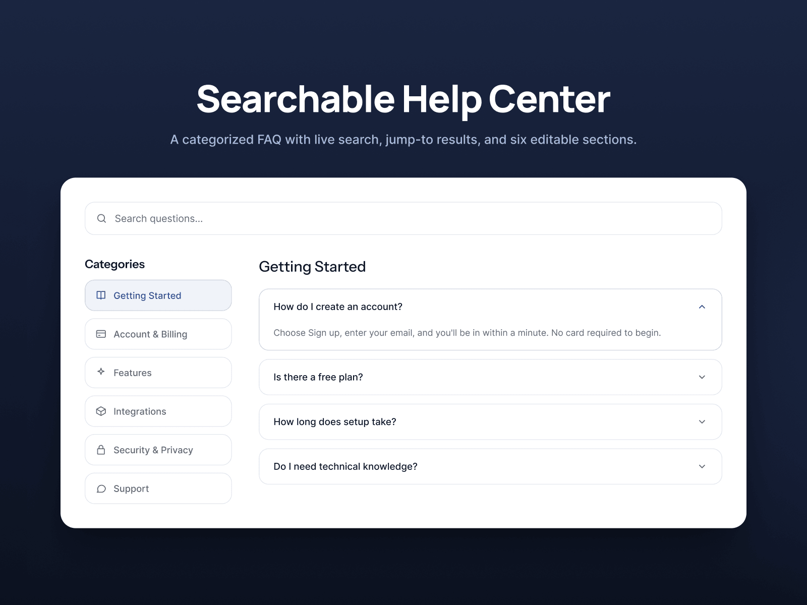 SearchableHelpCenter