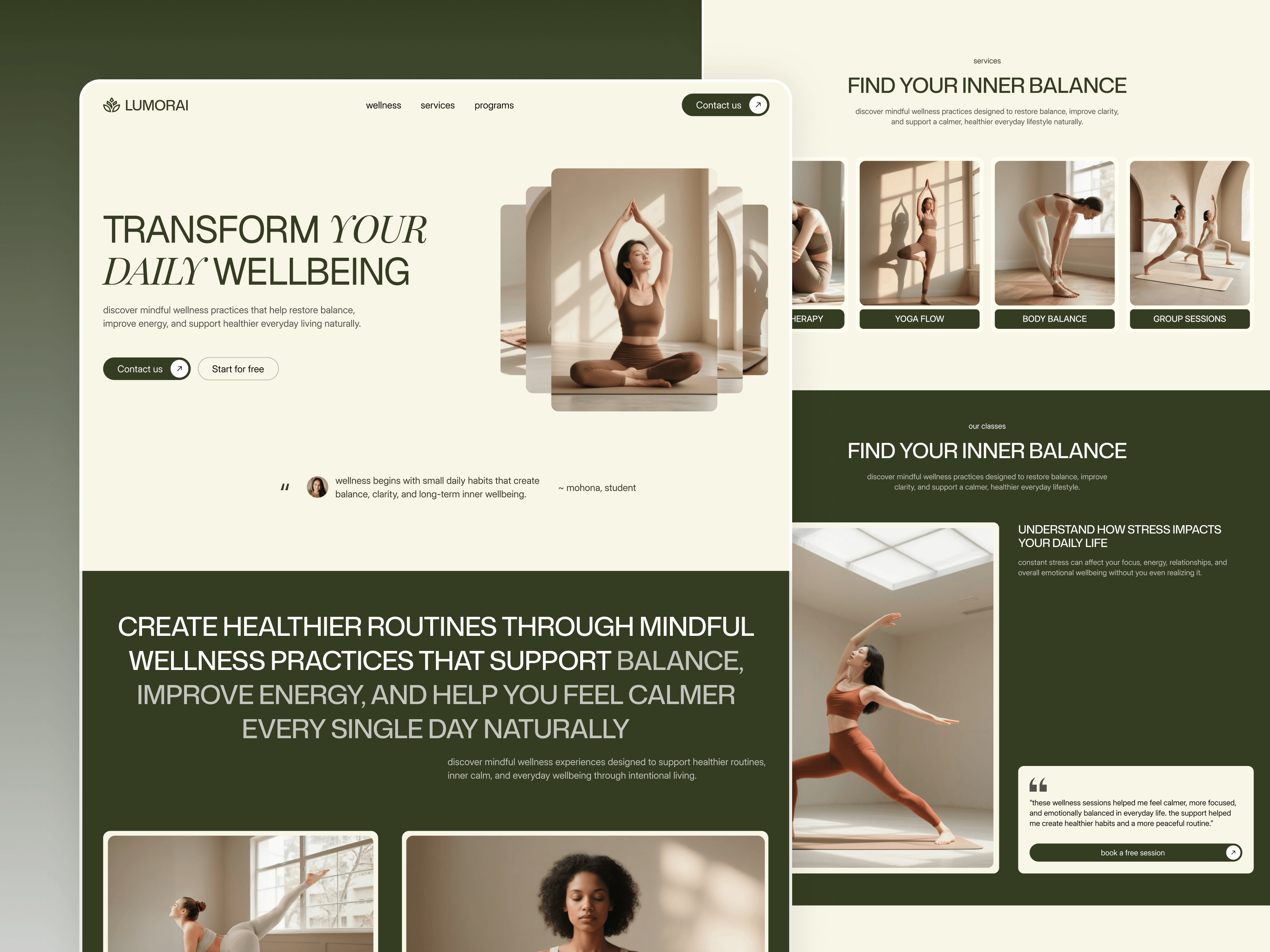 Lumorai – Wellness & Lifestyle Framer TemplateLumorai is a futuristic Framer template crafted for AI-powered wellness platforms, digital health startups, mindfulness apps, virtual coaches, and modern lifestyle brands. Designed with calming visuals, intelligent layouts, and immersive interactions, LumorAI helps you create a premium online presence that feels both innovative and human-centered.