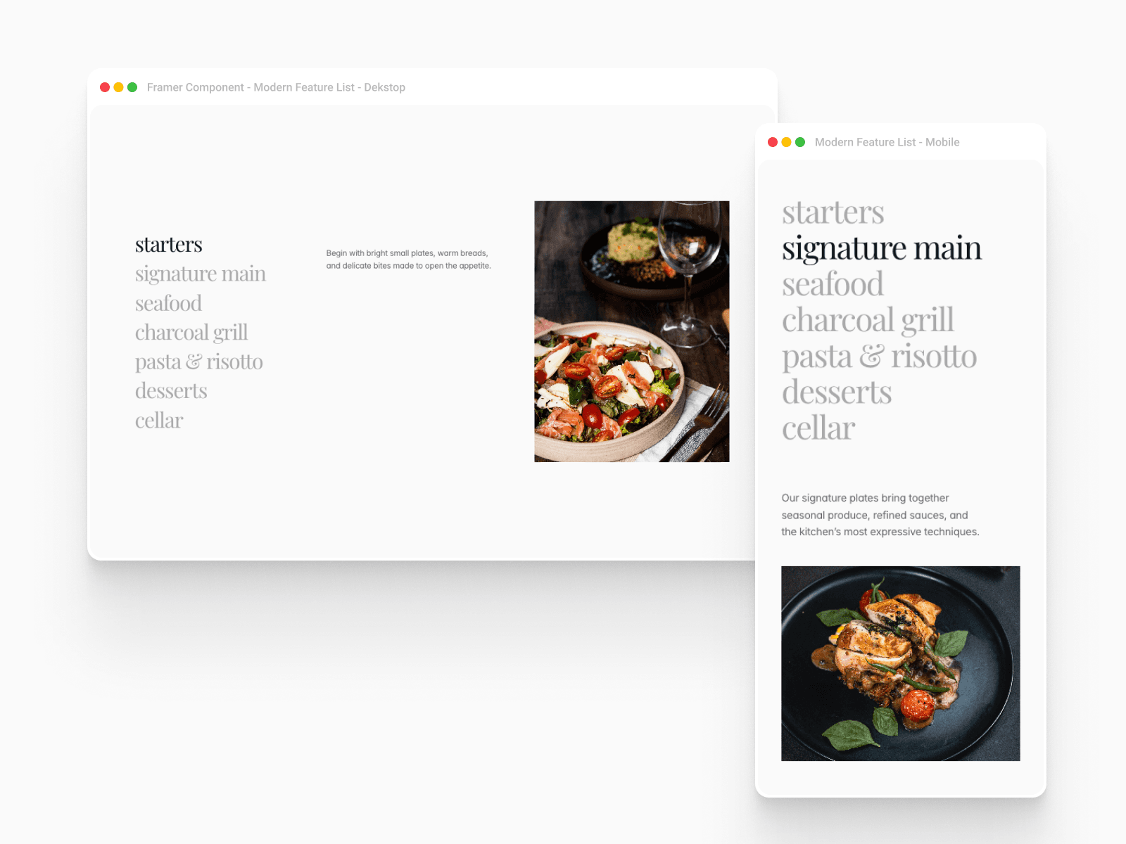 Feature List - Menu