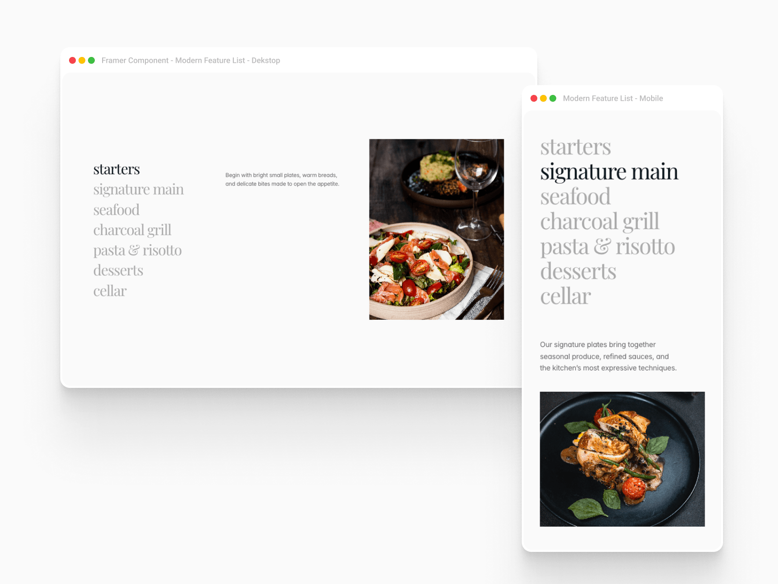 Feature List - Menu