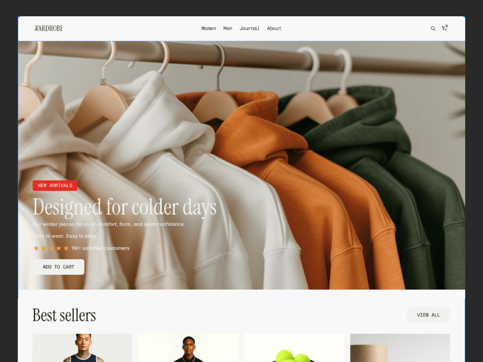 Wardrobe · Minimal Fashion StoreWardrobe is a premium editorial e-commerce template built for modern fashion brands, apparel labels, and lifestyle studios. Combining Framer's design flexibility with Shopify commerce through Frameship, it delivers a polished storefront with a seamless shopping experience—without rebuilding your checkout from scratch.https://wardrobe.framer.ai/