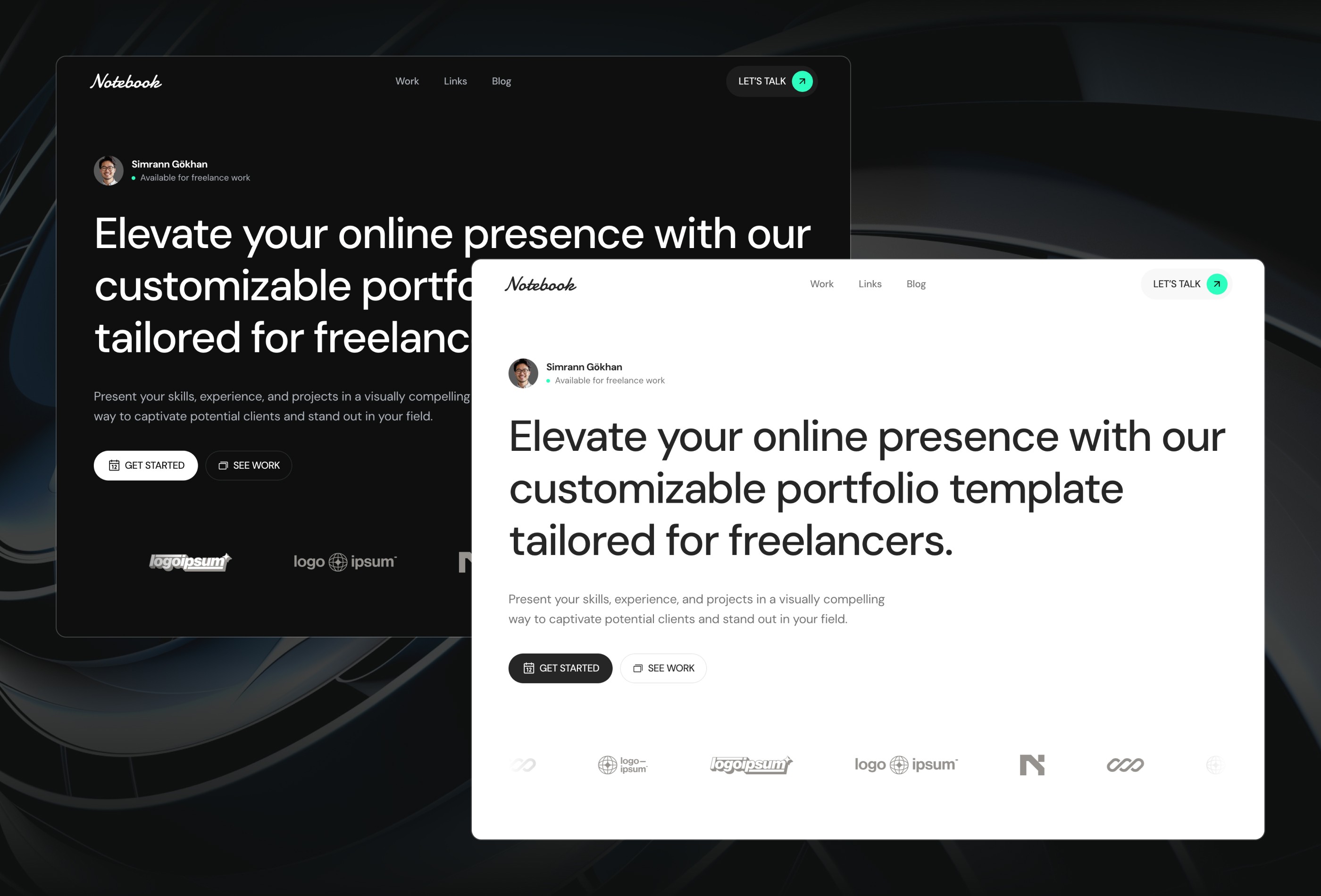 Screenshot 2 for Notebook, a Framer Marketplace template by Wize.