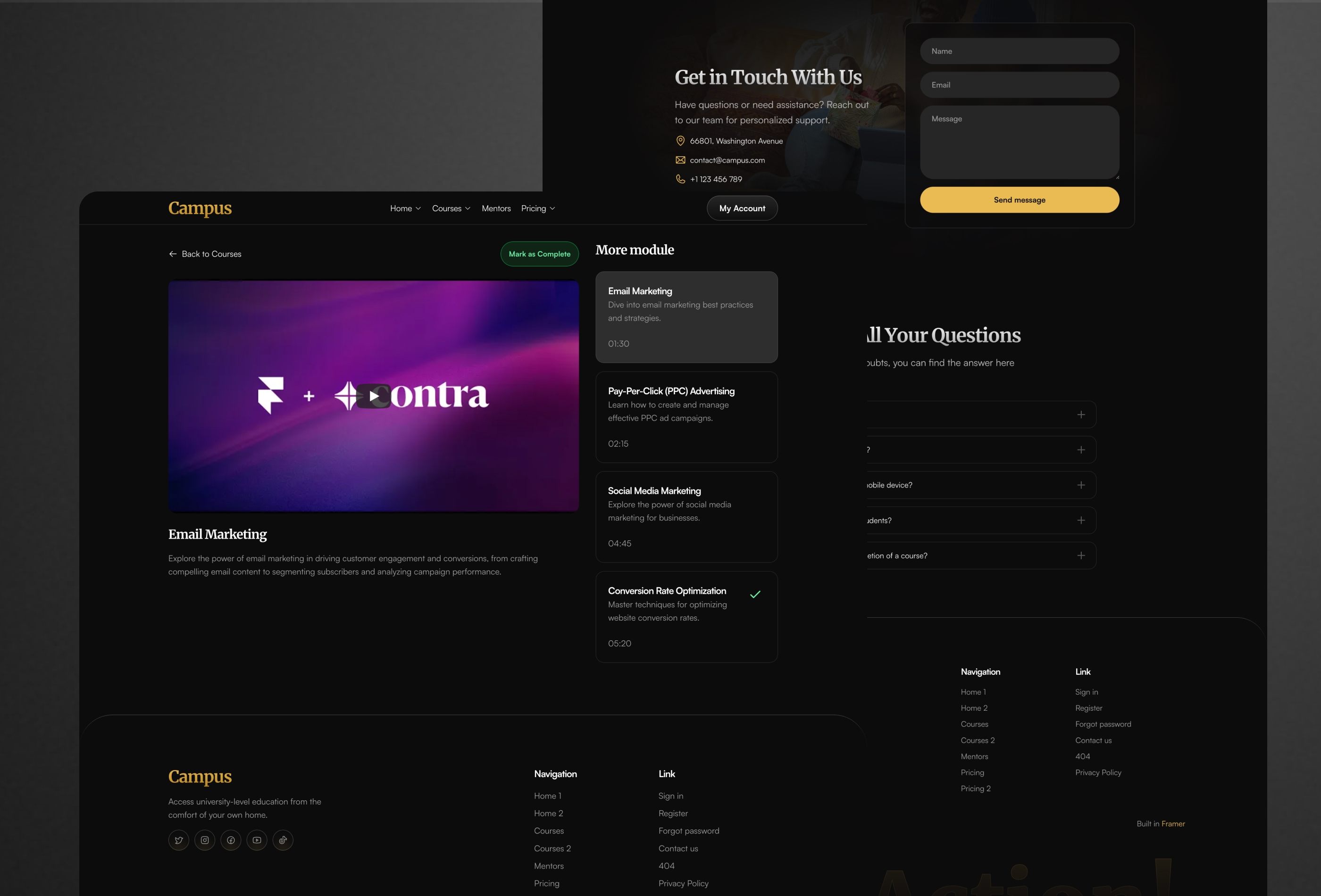 Screenshot 2 for Campus, a Framer Marketplace template by Widya Bayu.