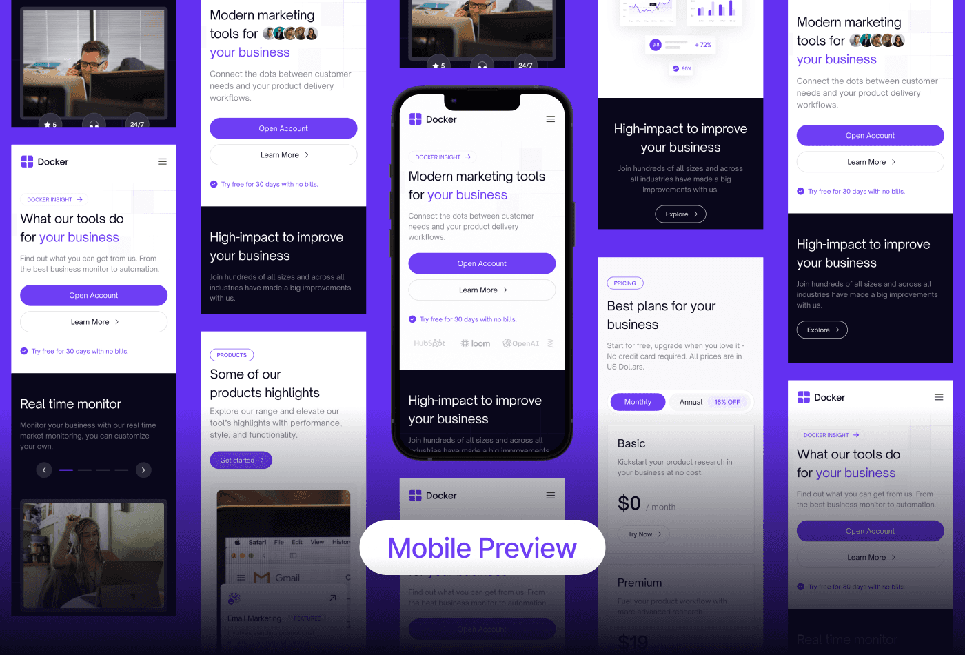 Screenshot 4 for Docker, a Framer Marketplace template by Pixlayer.