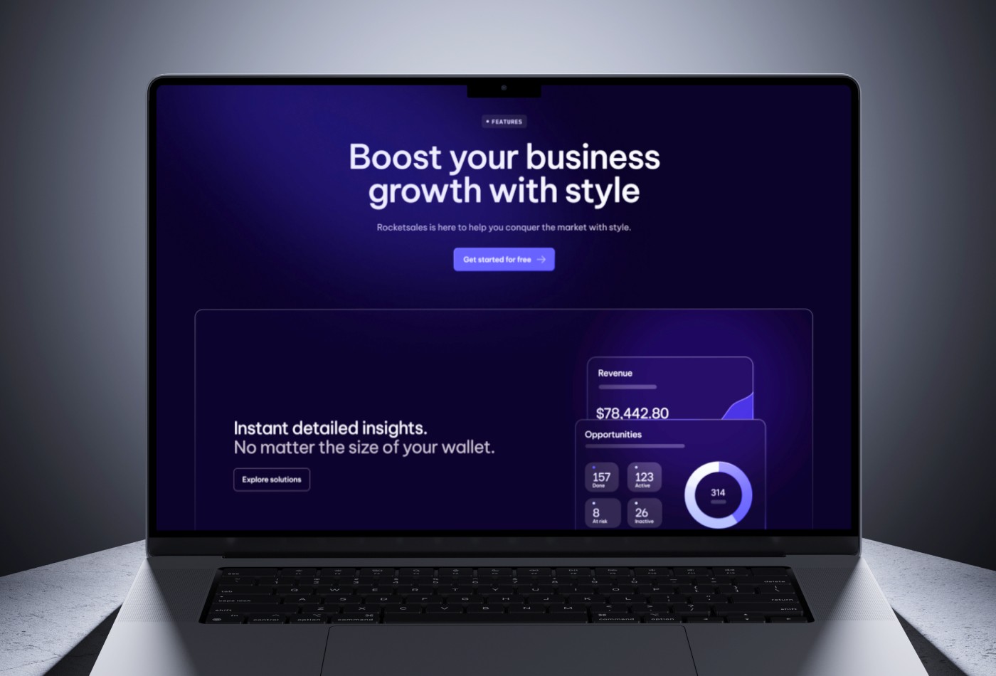 Screenshot 2 for Rocketsales, a Framer Marketplace template by Andrea Montini.