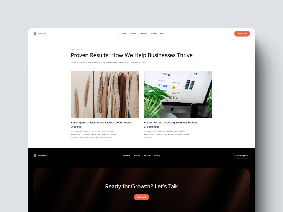 Screenshot 4 for PixelPulse, a Framer Marketplace template by Yashraj Vaghela.