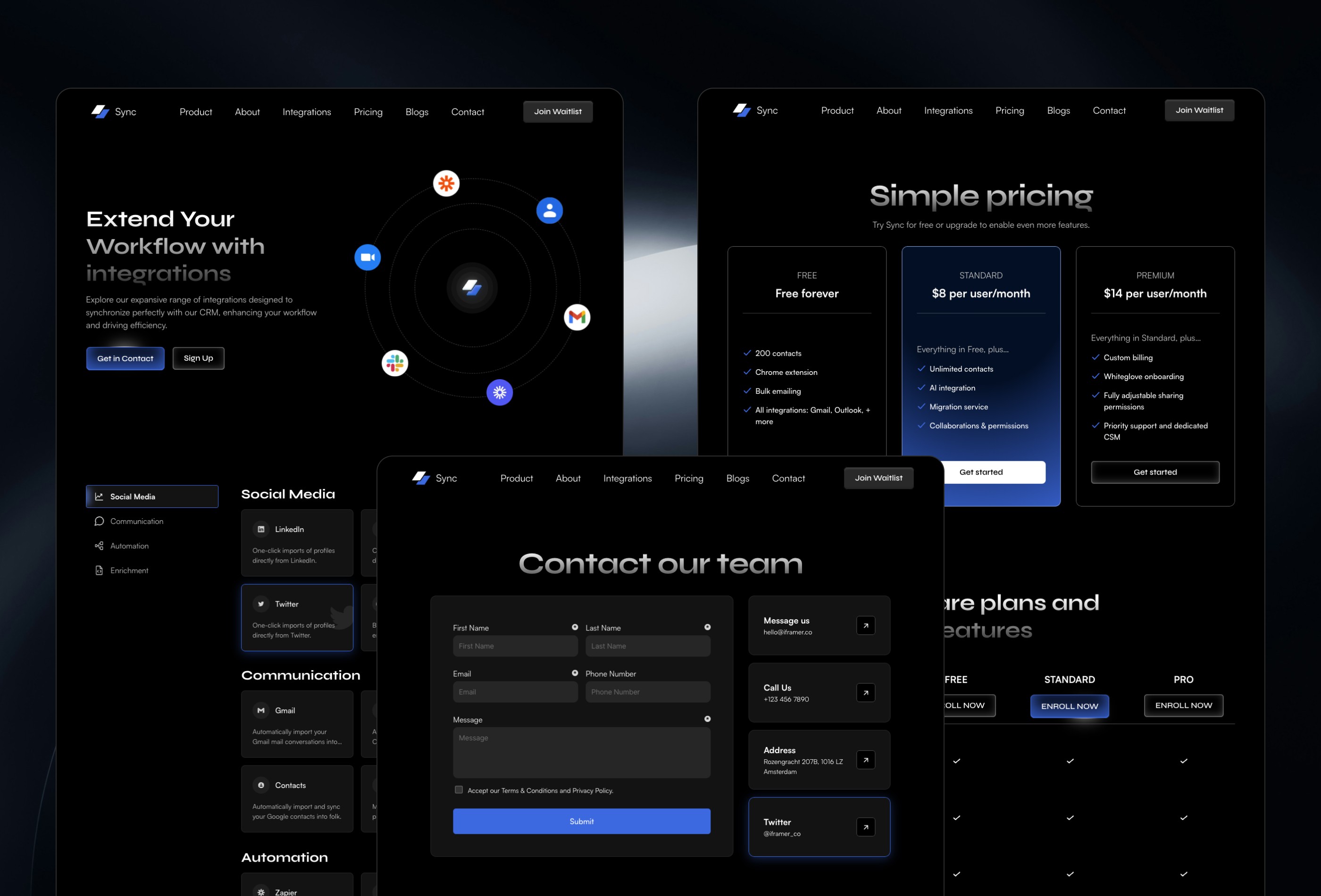 Screenshot 3 for SyncCRM, a Framer Marketplace template by Cédric van Ravesteijn.
