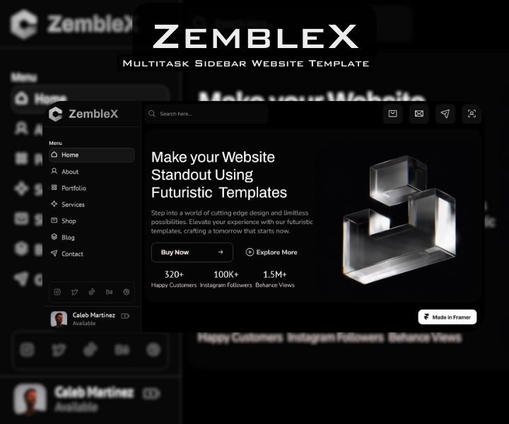 Screenshot 1 for ZembleX, a Framer Marketplace template by Nirodha.