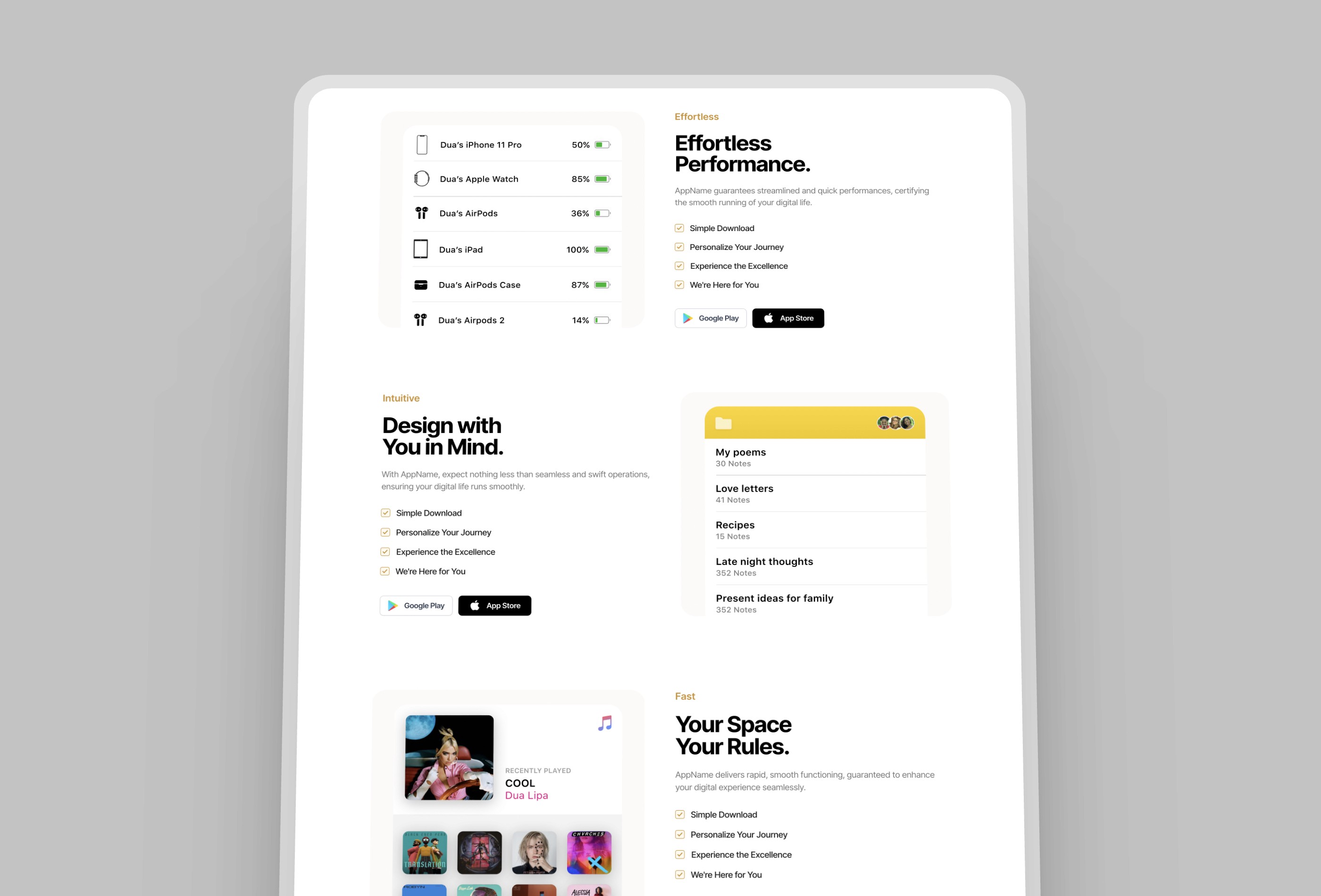 Screenshot 3 for Grion, a Framer Marketplace template by Vedant Jamwal.