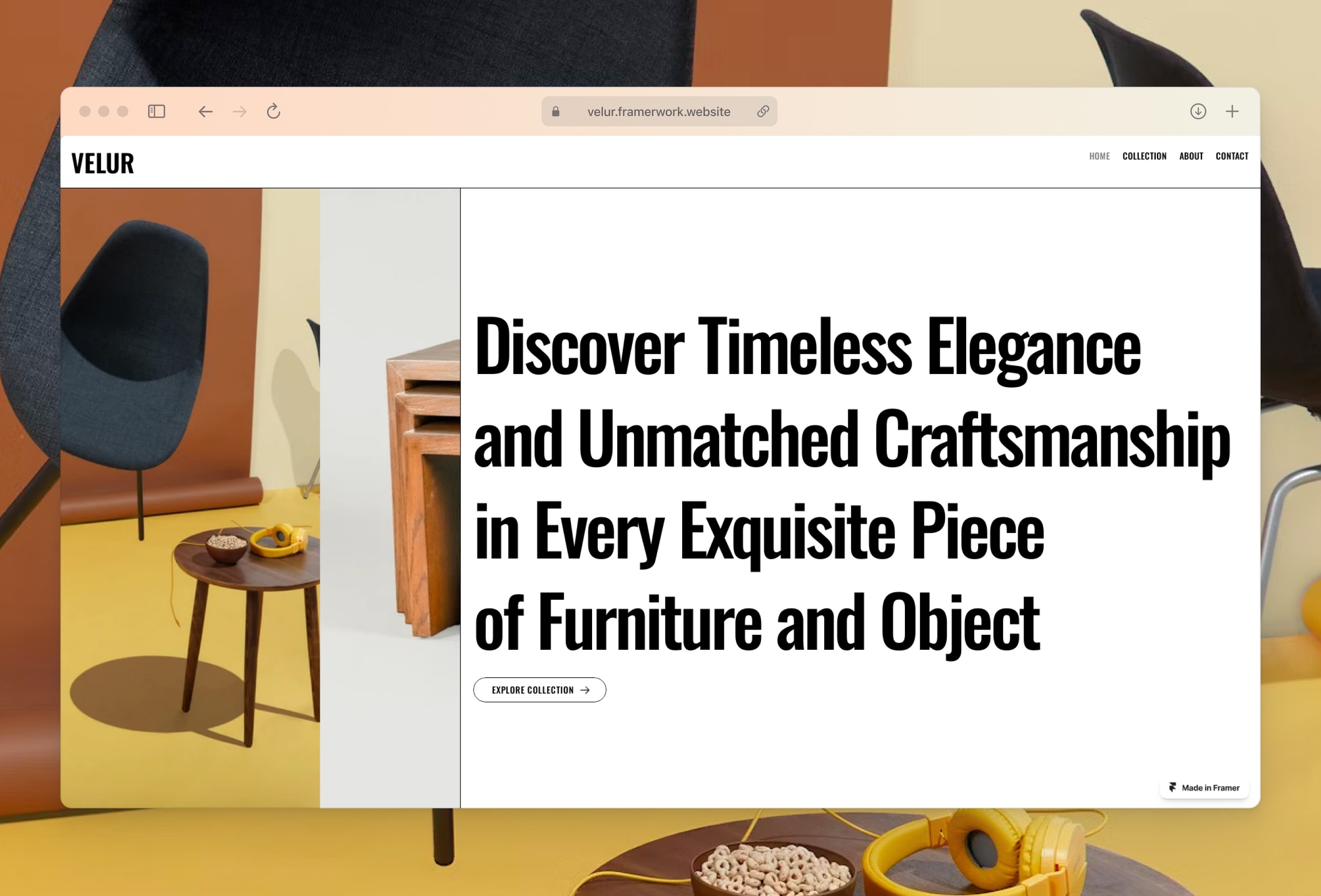 Screenshot 2 for Velur, a Framer Marketplace template by andsav.